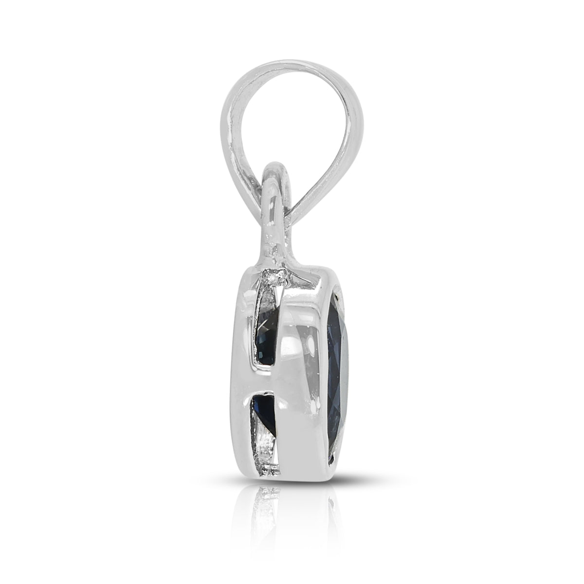 Elegant 0.70ct Natural Blue Sapphire Bezel Pendant in 18K White Gold