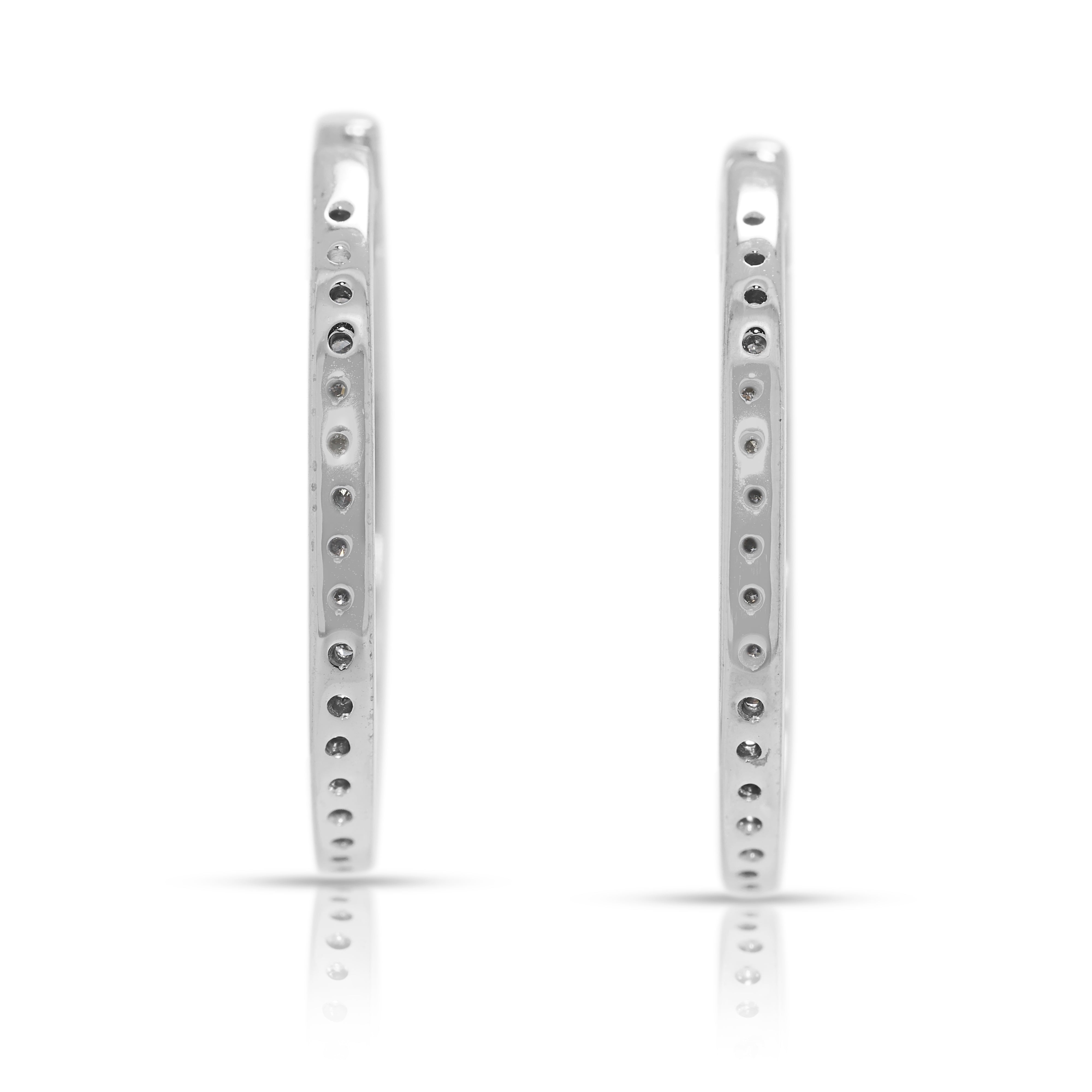 Dazzling 1.44ct Natural Diamond Hoop Earrings in 18K White Gold