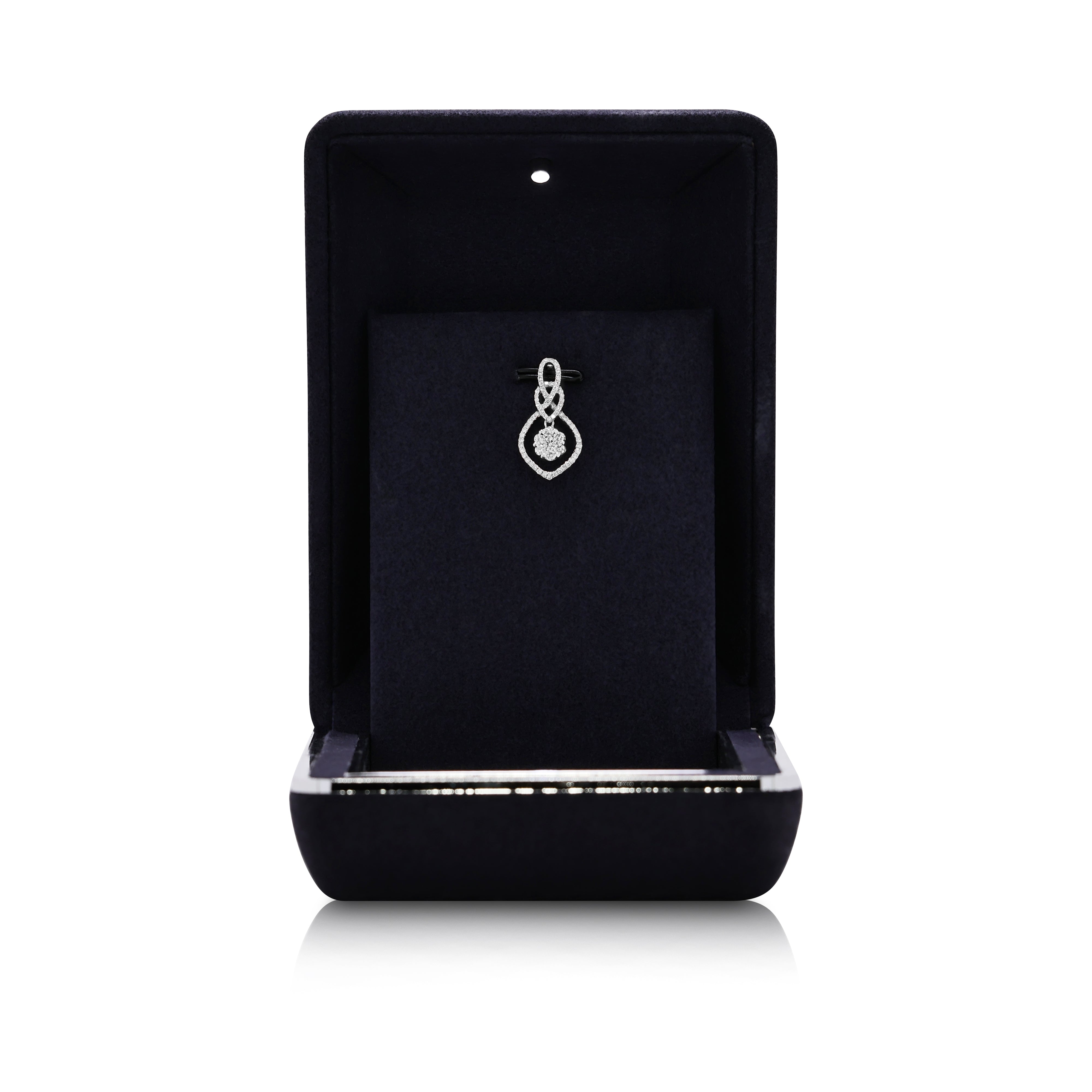 Radiant 0.4ct Pear-Shaped Halo Cluster Natural Diamond Pendant in 18K White Gold