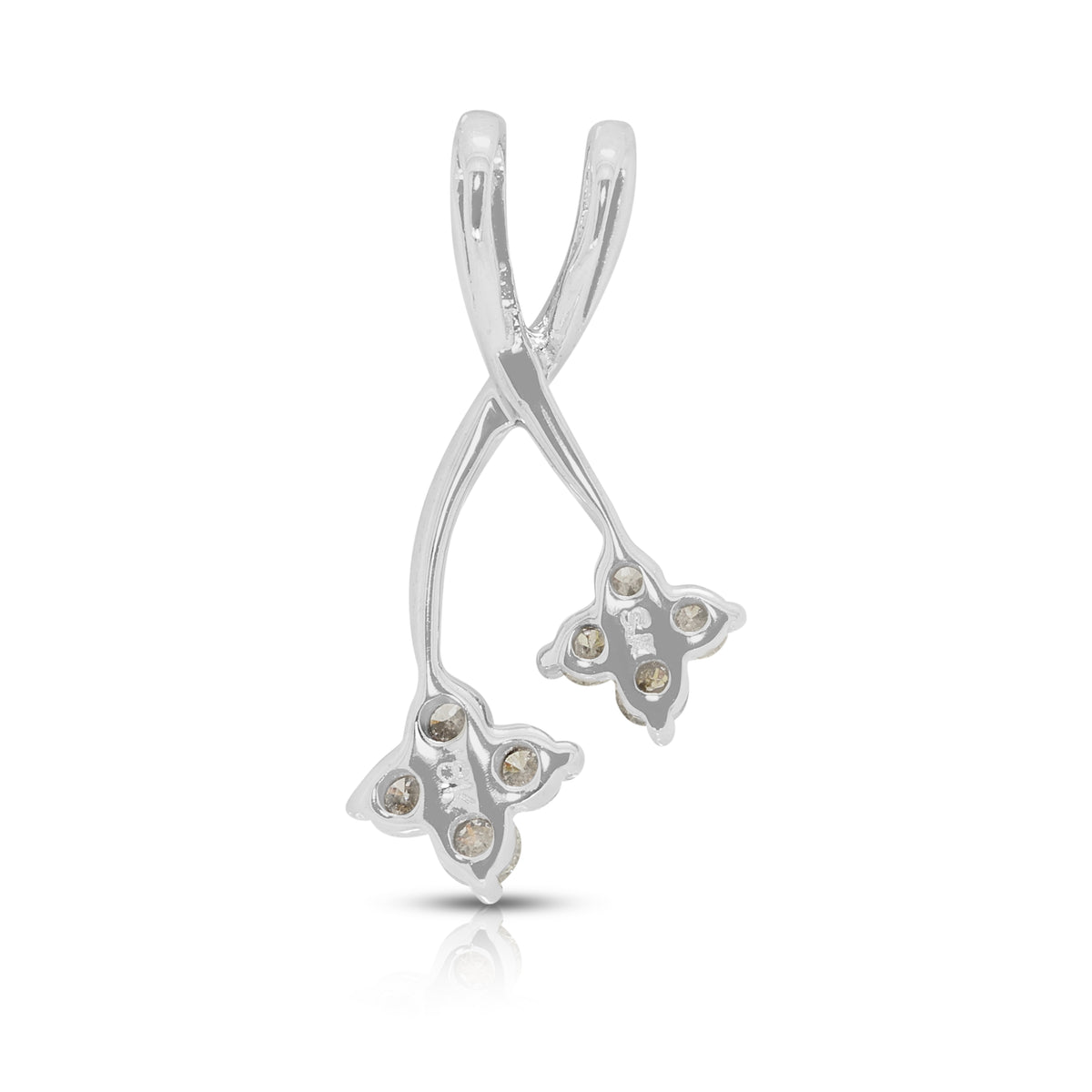 Exquisite 0.14ct Natural Diamond Bypass Flower Cluster Pendant in 18K White Gold