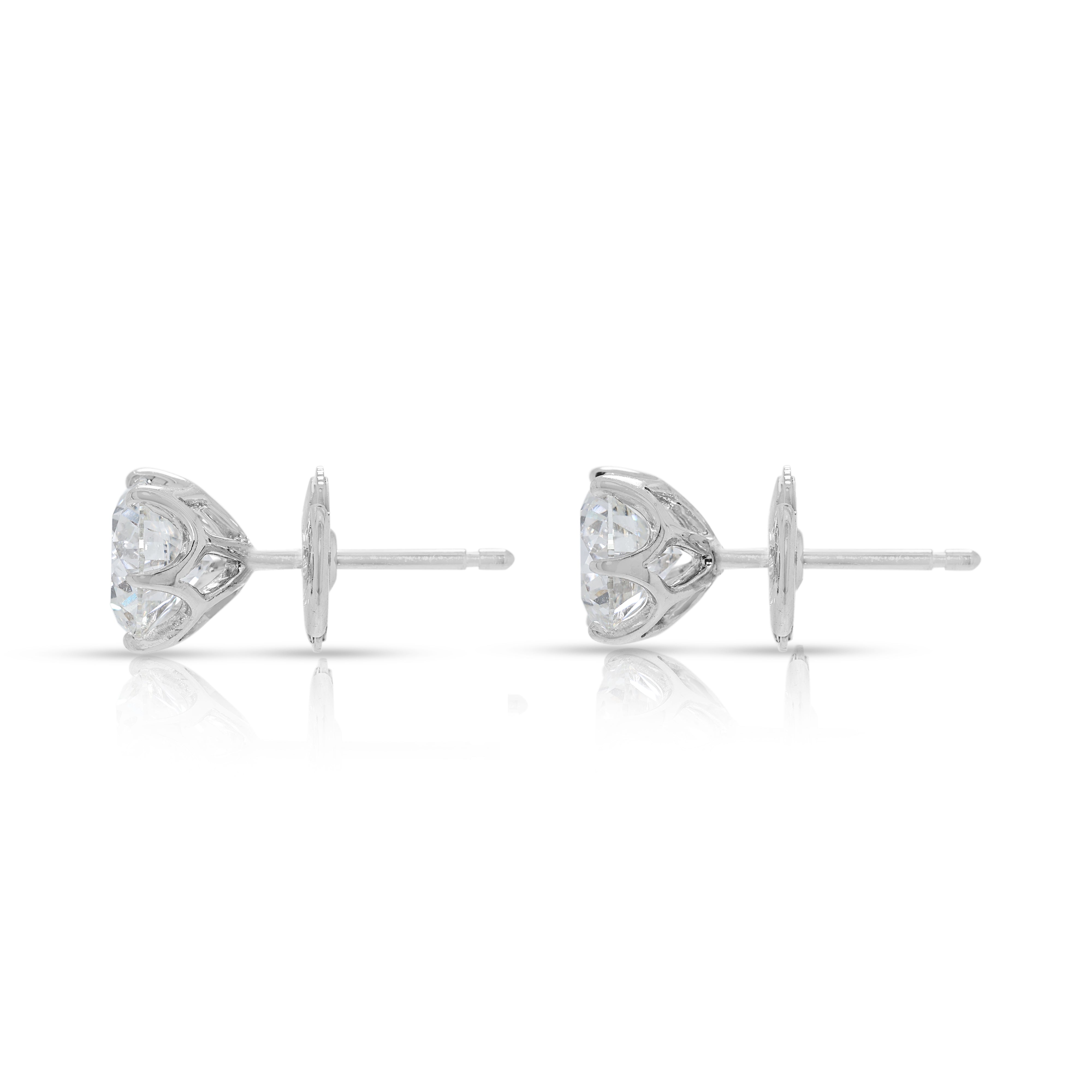 Exquisite 2.00ct Natural Diamond Stud Earrings by Sarina in 18K White Gold - GIA Certified