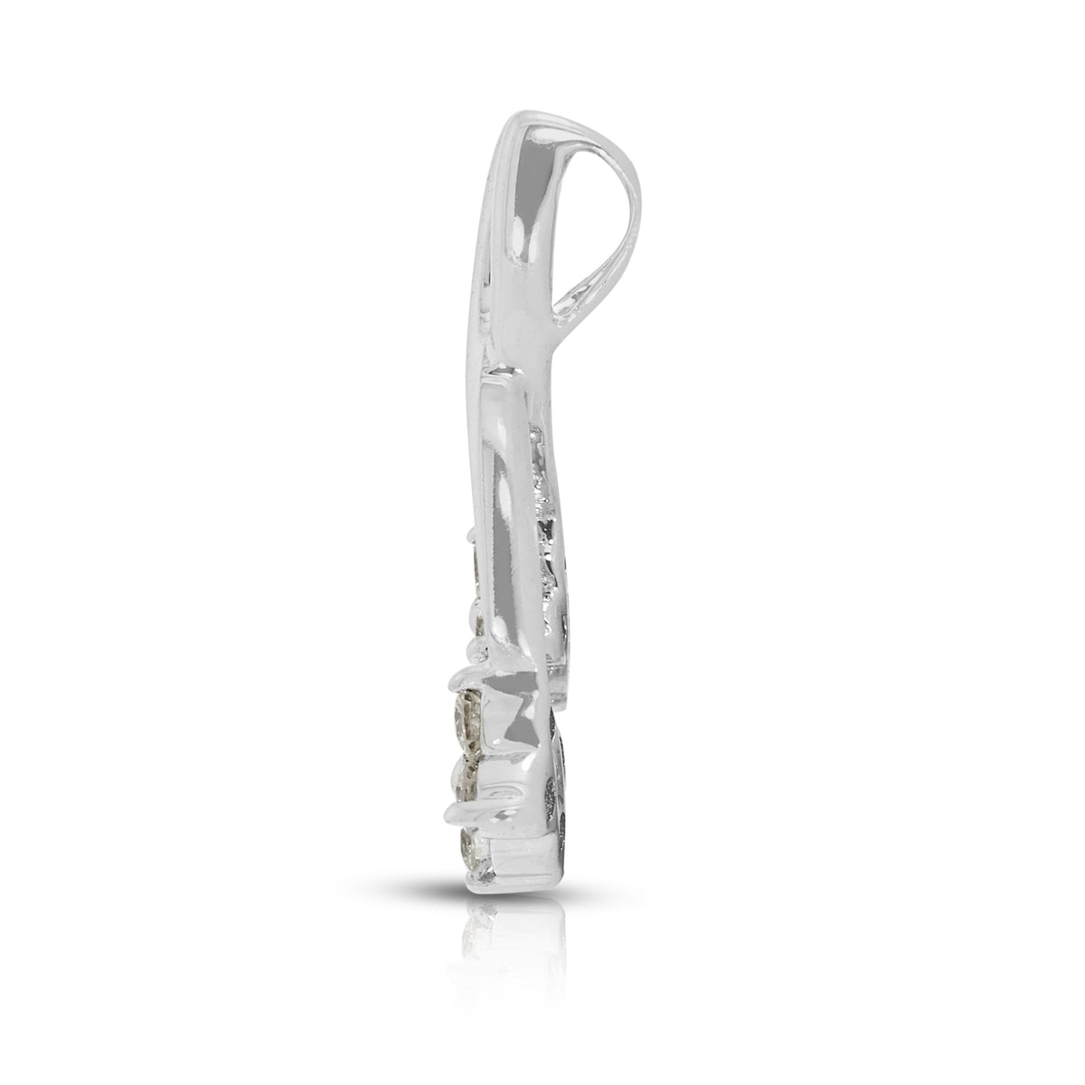 Exquisite 0.14ct Natural Diamond Bypass Flower Cluster Pendant in 18K White Gold