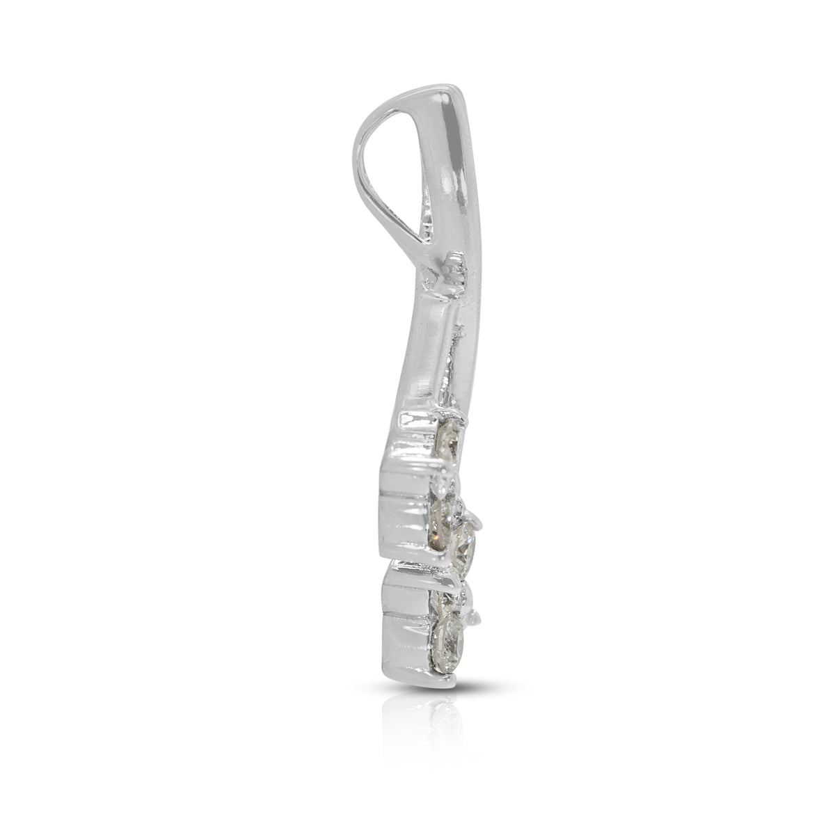 Exquisite 0.14ct Natural Diamond Bypass Flower Cluster Pendant in 18K White Gold