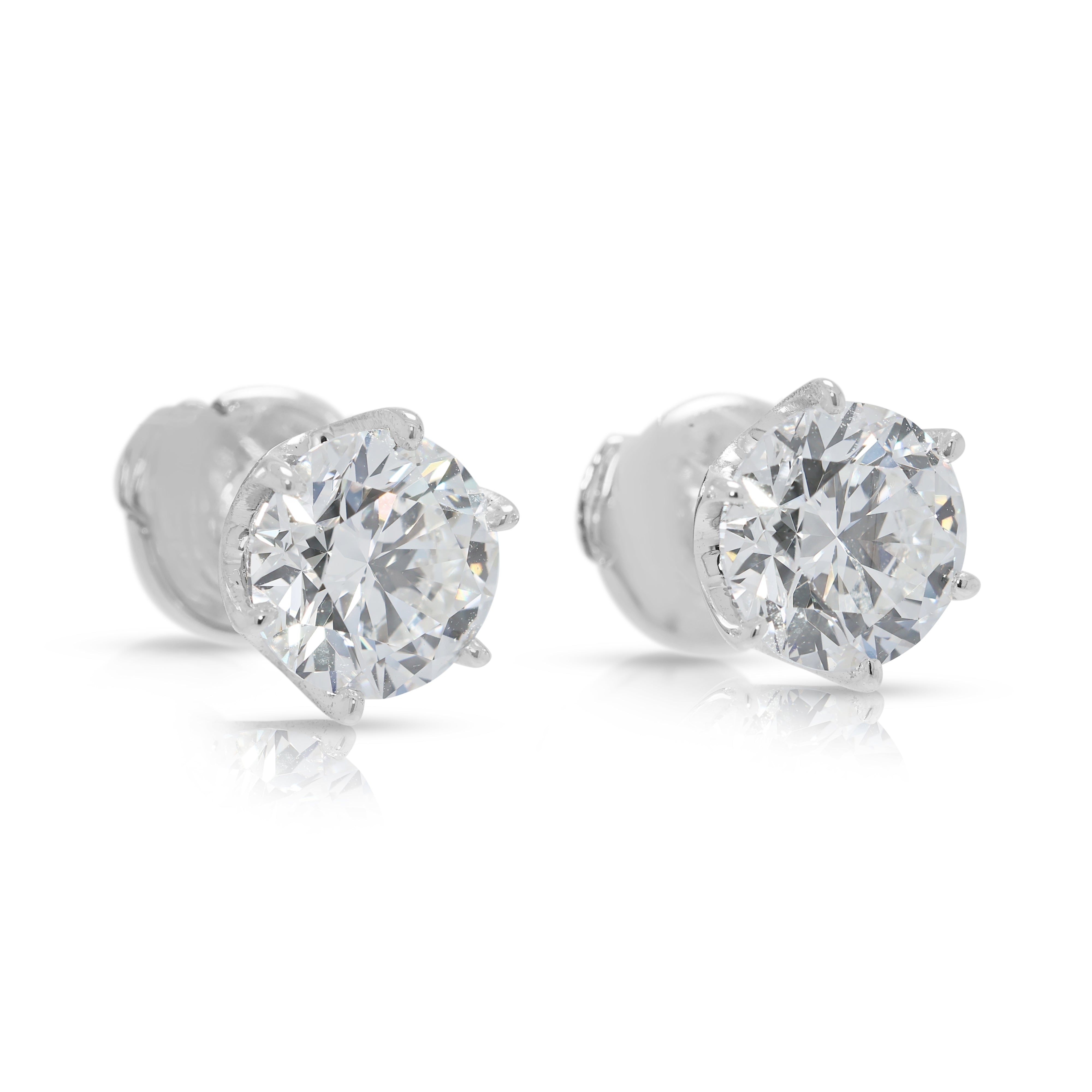 Exquisite 2.00ct Natural Diamond Stud Earrings by Sarina in 18K White Gold - GIA Certified