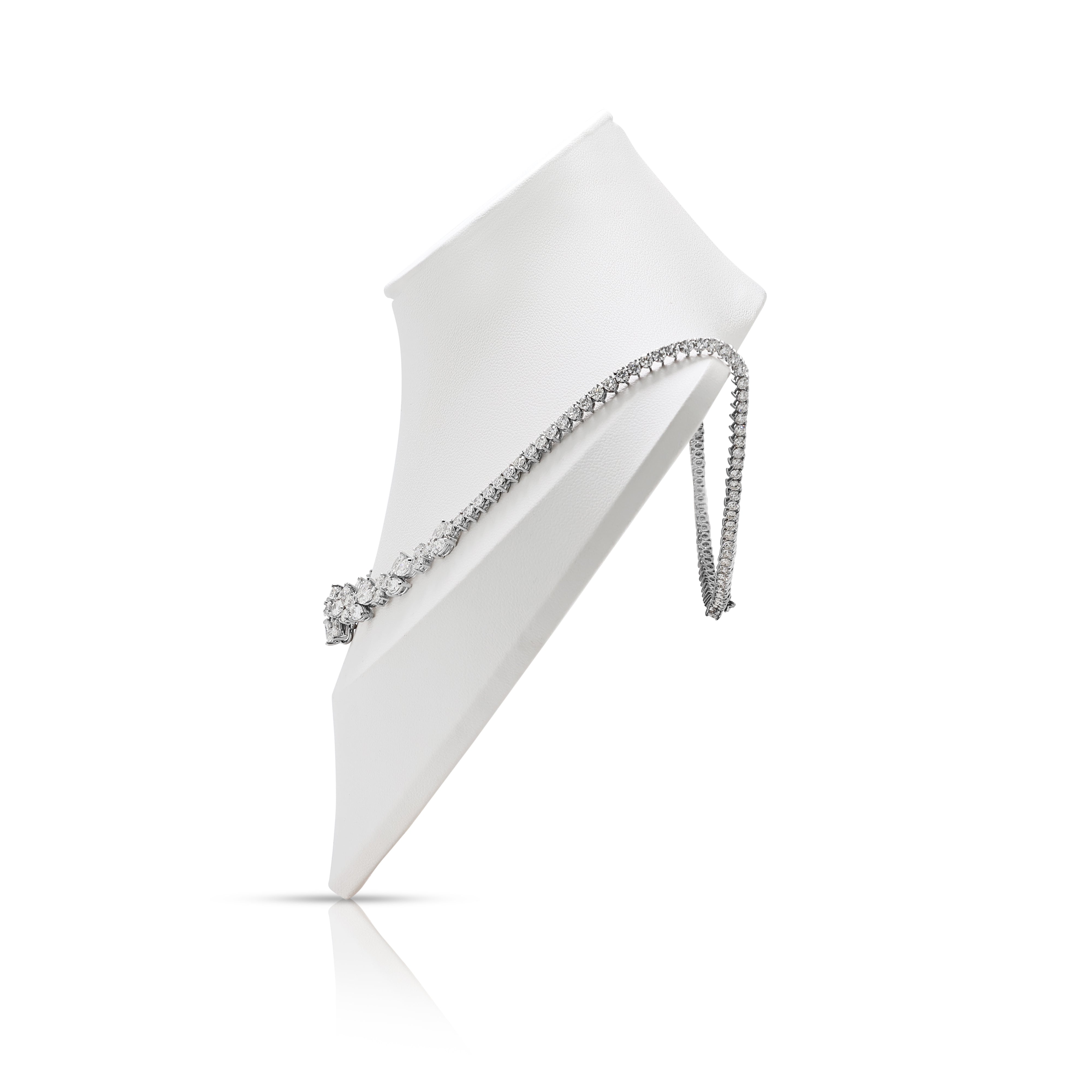 Magnificent 13.52ct Natural Diamond Necklace in 18K White Gold - Certified Natural Gem Diamonds