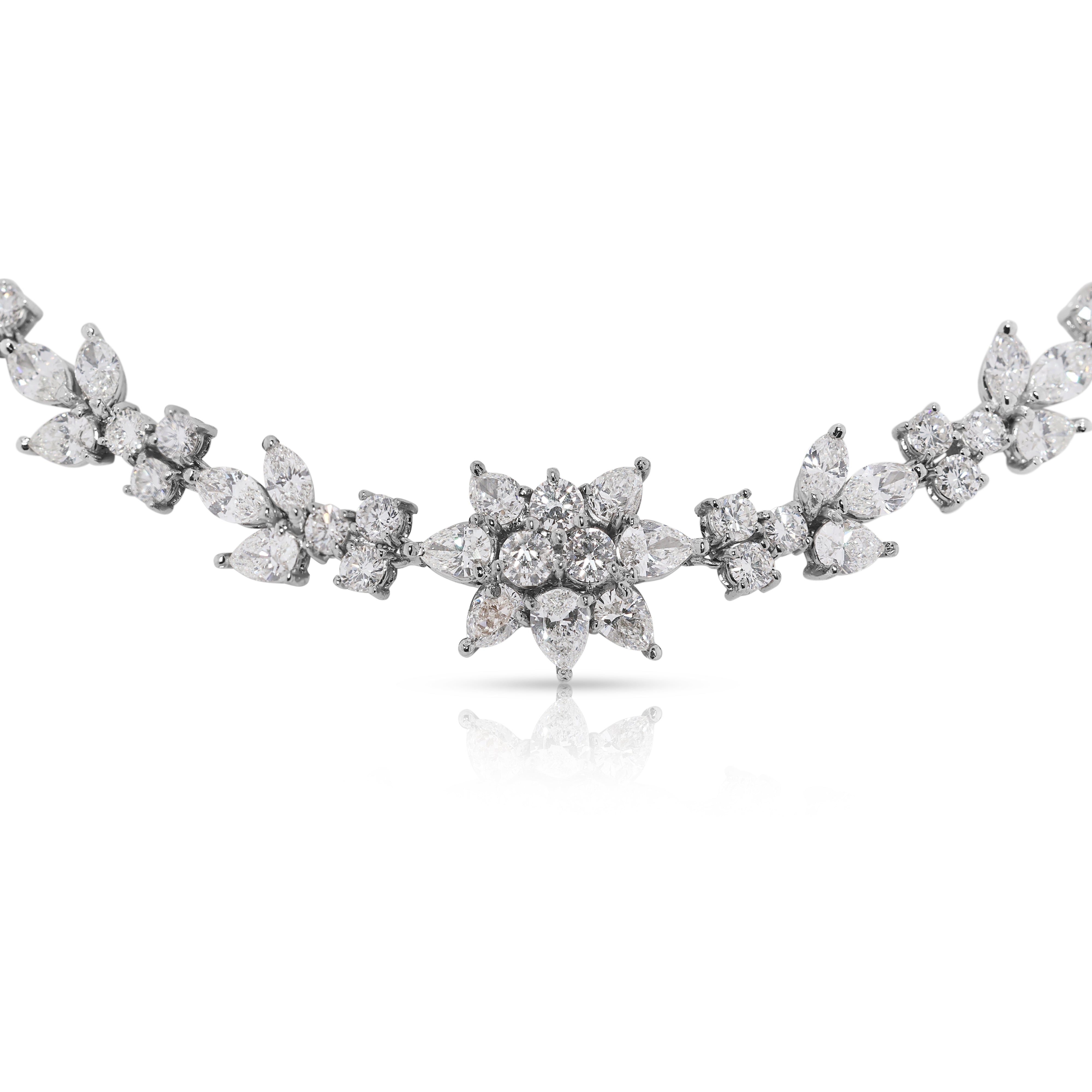 Magnificent 13.52ct Natural Diamond Necklace in 18K White Gold - Certified Natural Gem Diamonds