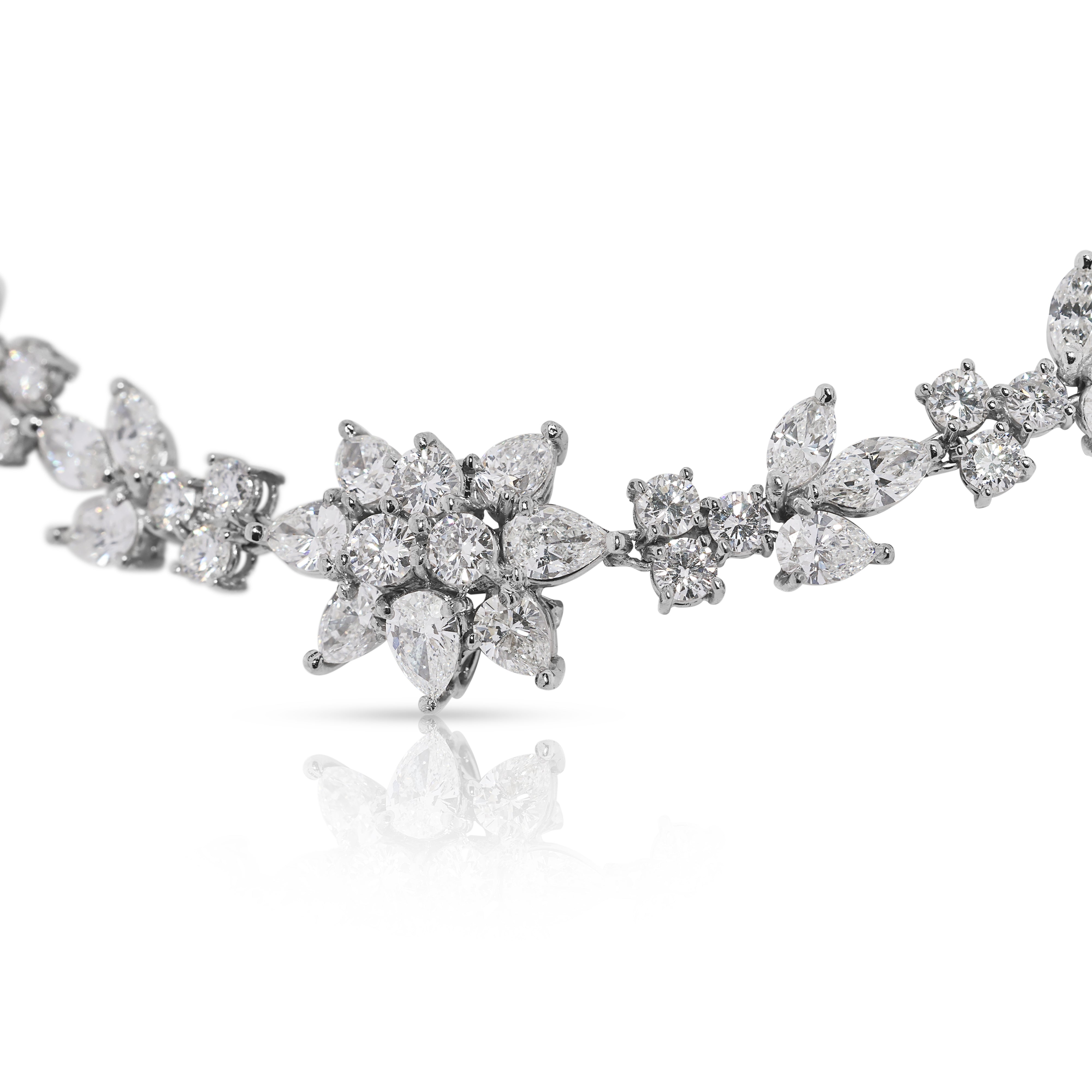Magnificent 13.52ct Natural Diamond Necklace in 18K White Gold - Certified Natural Gem Diamonds