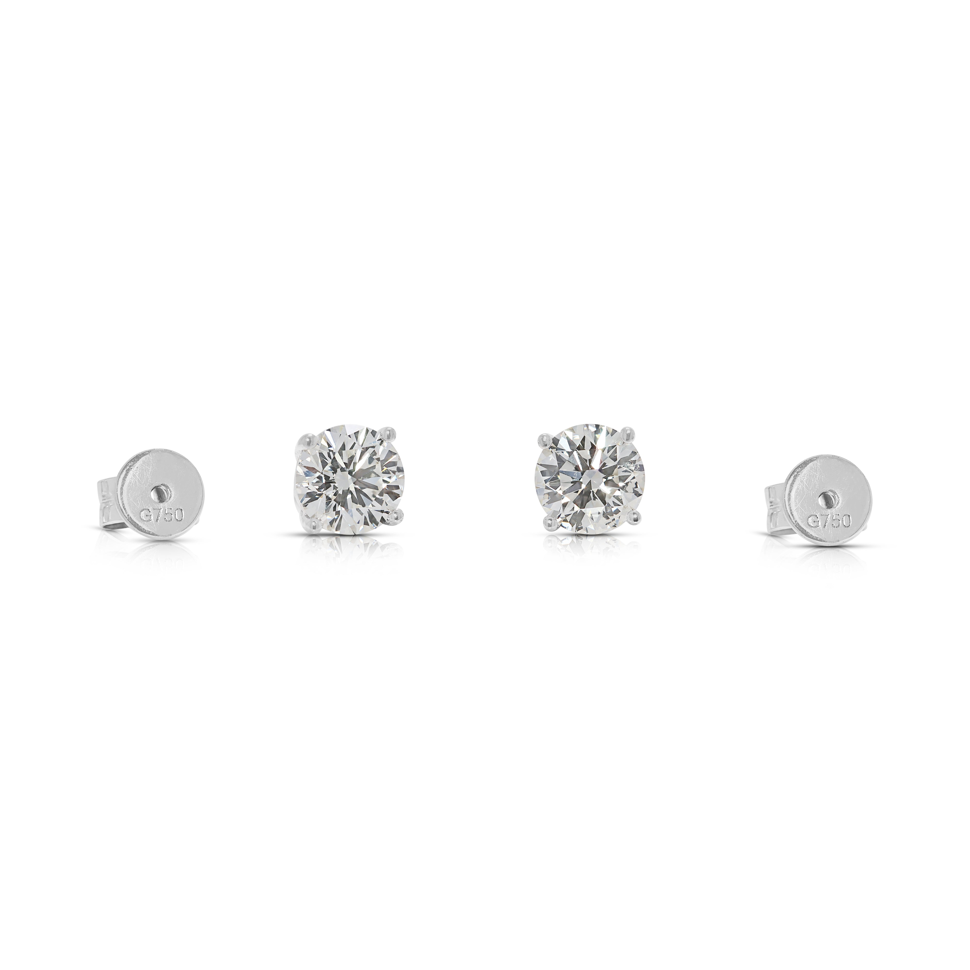 Timeless 1.34ct Natural Diamond Stud Earrings in 18K White Gold