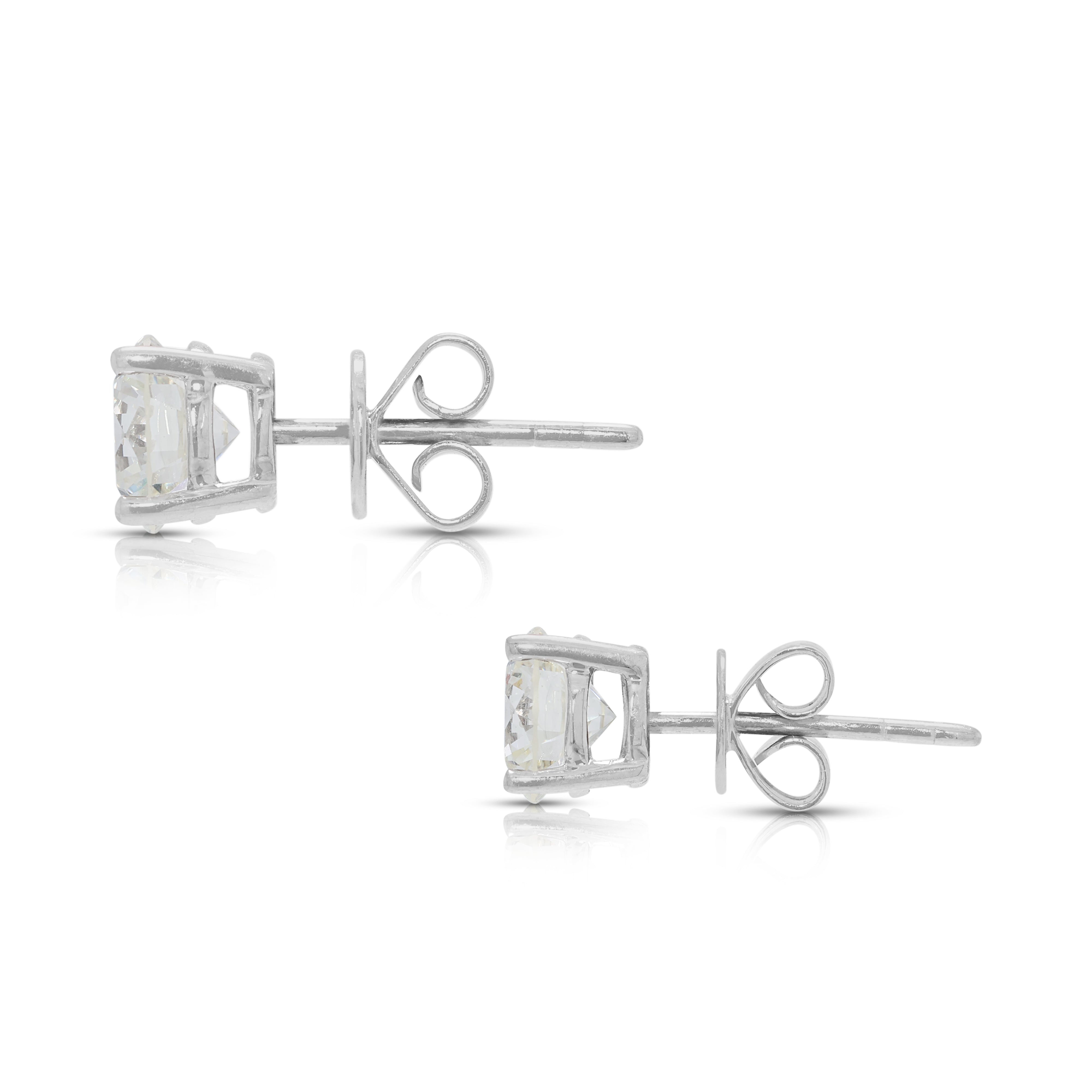 Timeless 1.34ct Natural Diamond Stud Earrings in 18K White Gold