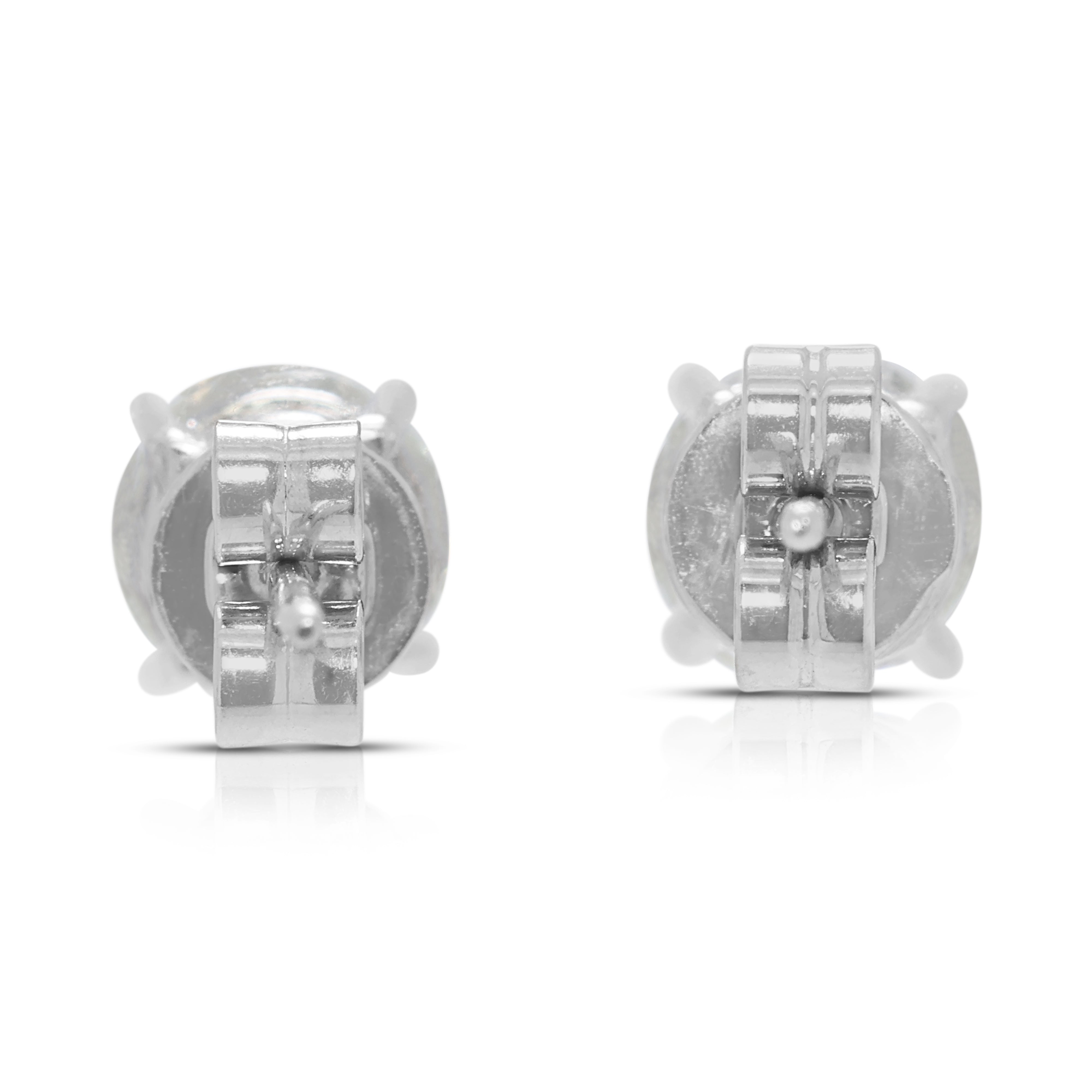 Timeless 1.34ct Natural Diamond Stud Earrings in 18K White Gold