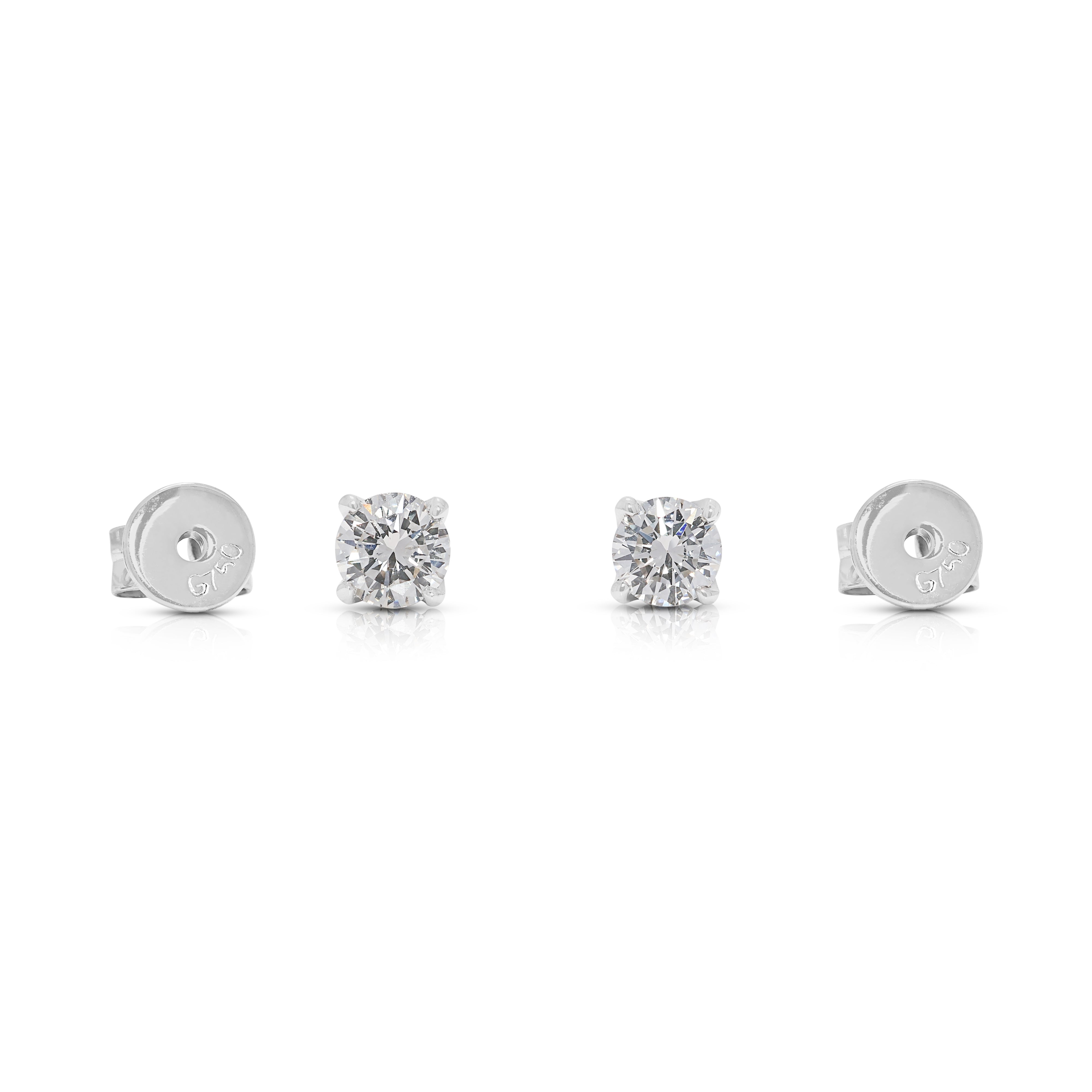 Classic 0.45ct Natural Diamond Stud Earrings in 18K White Gold