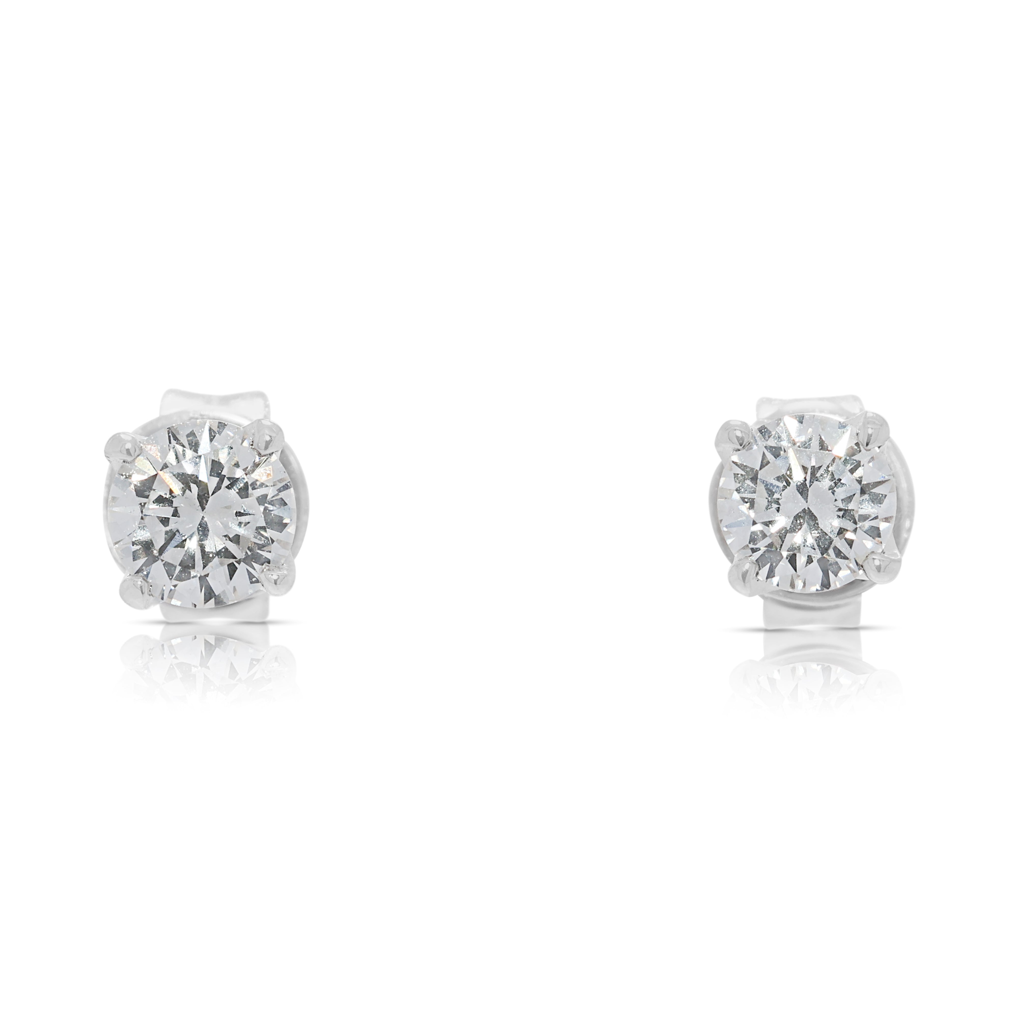 Classic 0.45ct Natural Diamond Stud Earrings in 18K White Gold