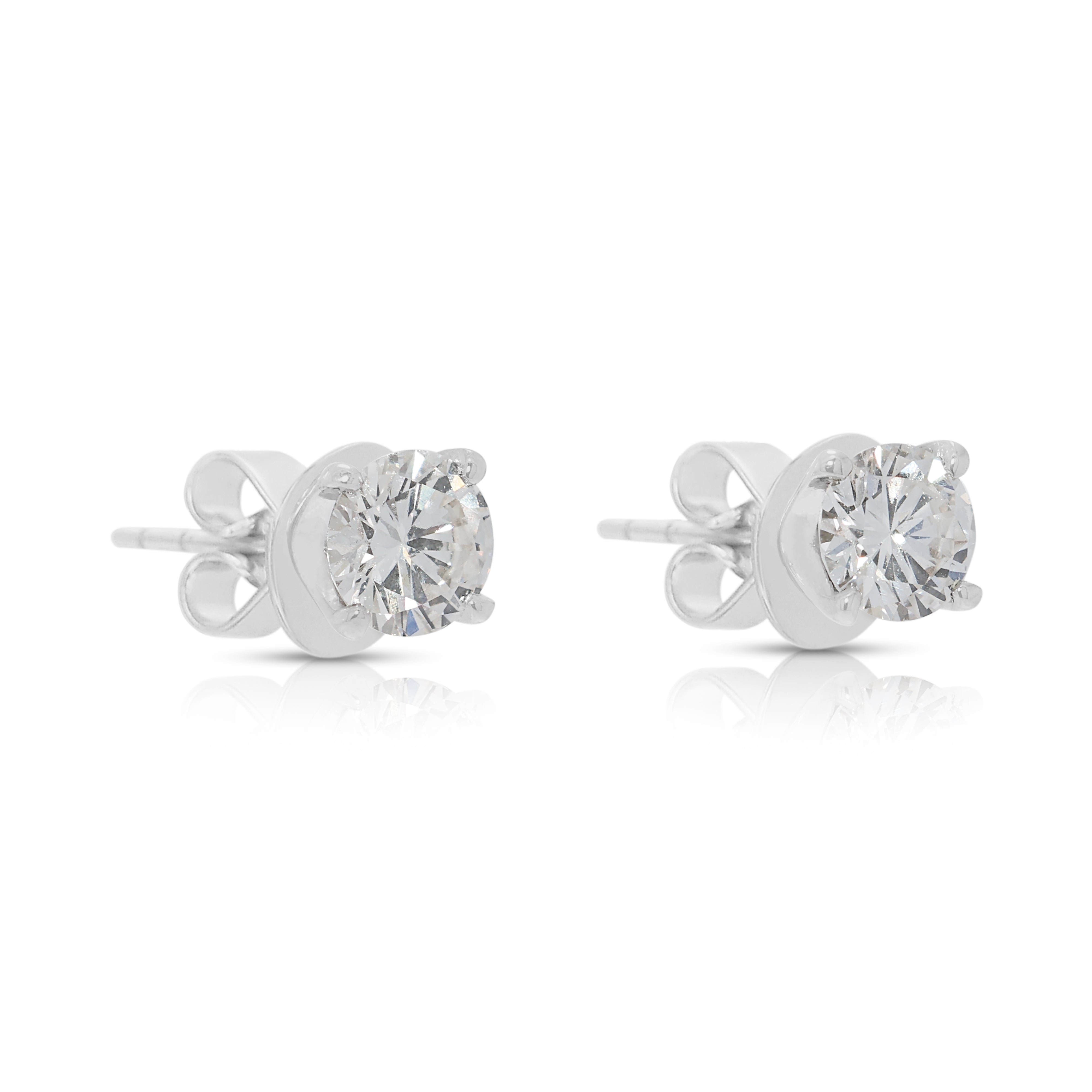 Classic 0.45ct Natural Diamond Stud Earrings in 18K White Gold
