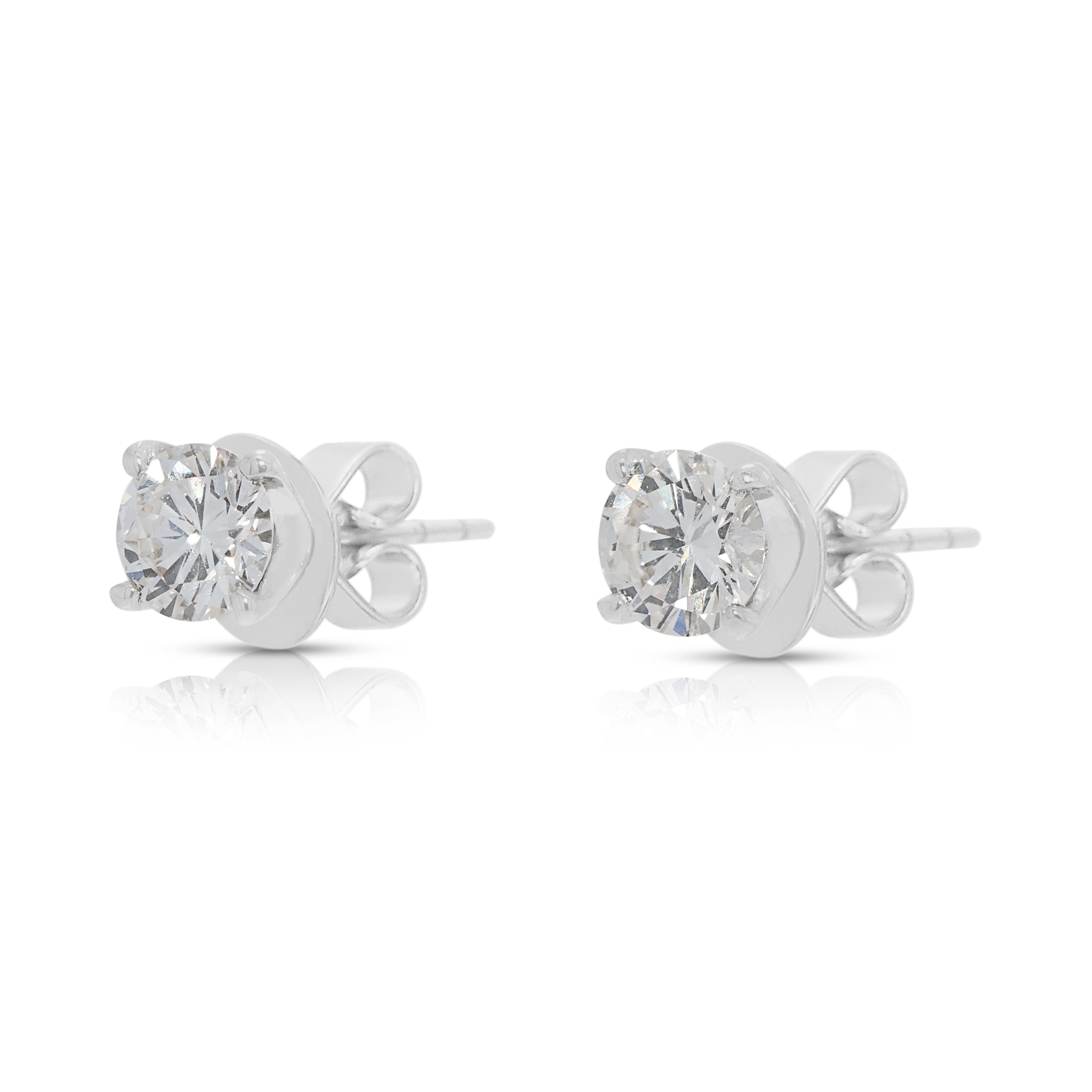 Classic 0.45ct Natural Diamond Stud Earrings in 18K White Gold