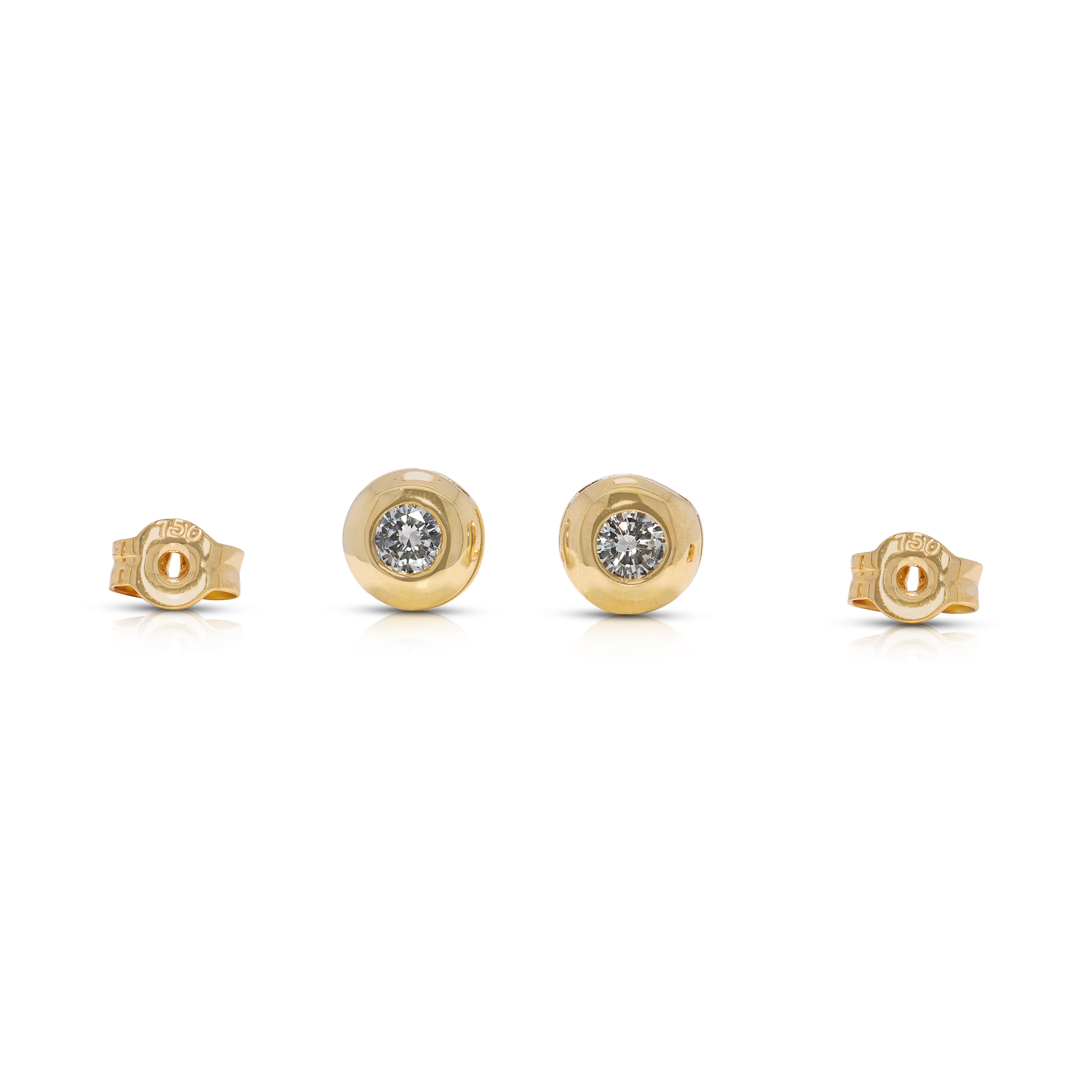 Chic 0.10ct Natural Diamond Stud Earrings in 18K Yellow Gold
