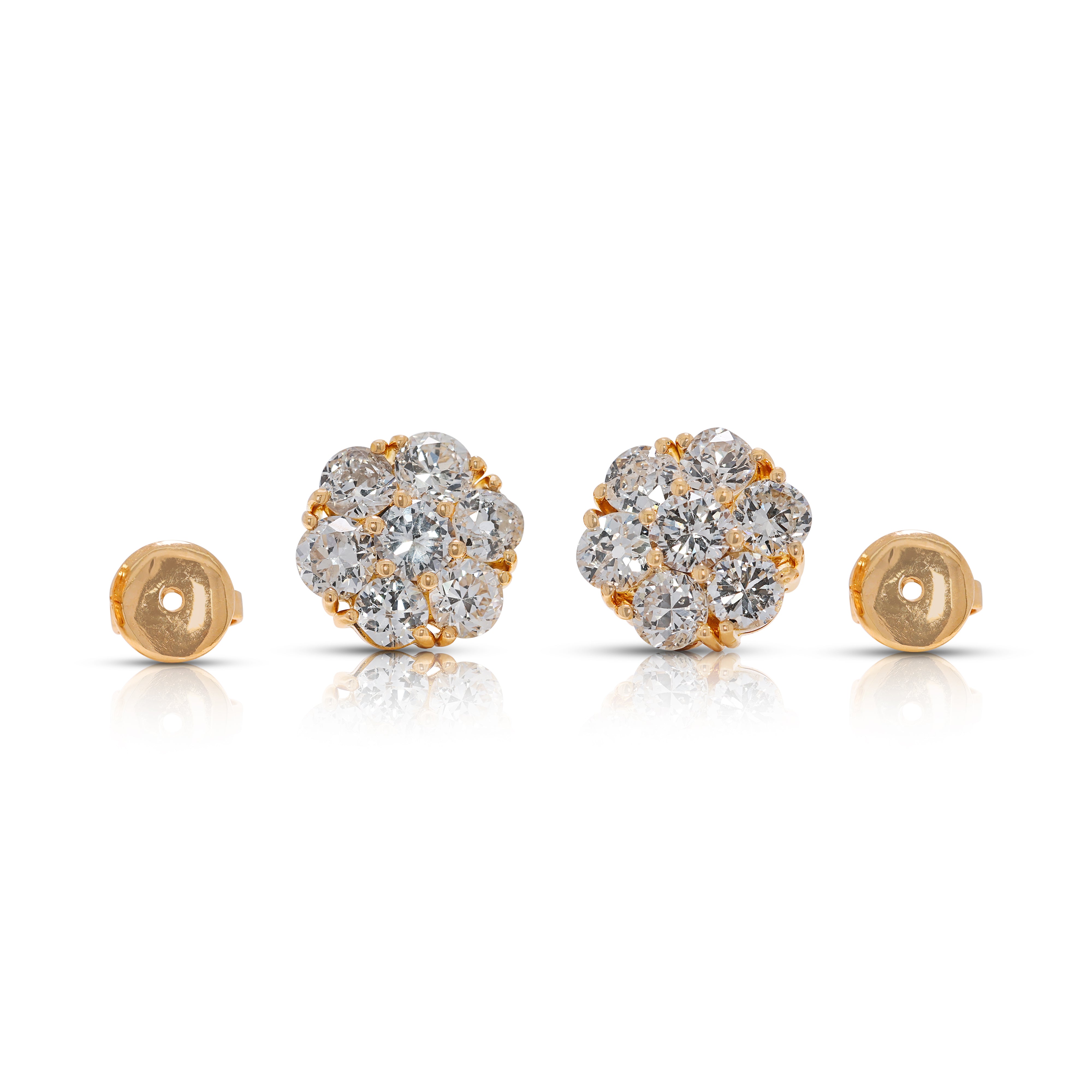 Vintage-Inspired 2.66ct Old Mine Cut Natural Diamond Earrings in 20K Yellow Gold