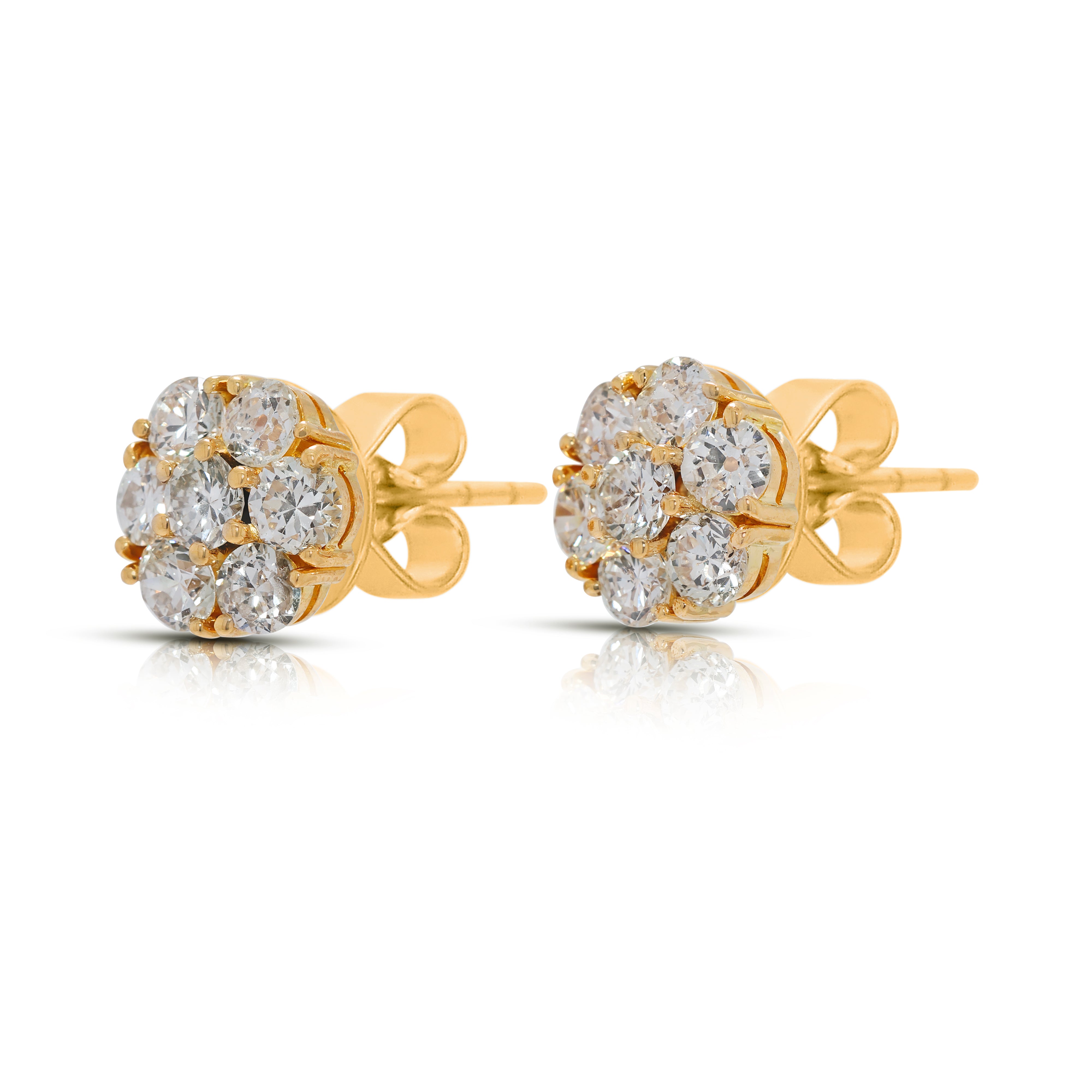 Vintage-Inspired 2.66ct Old Mine Cut Natural Diamond Earrings in 20K Yellow Gold