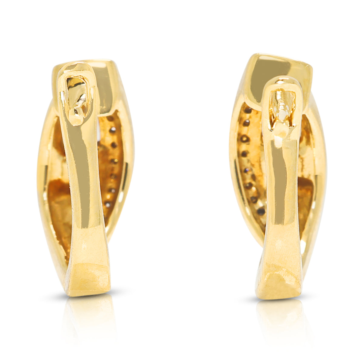 Captivating 0.12ct Natural Diamond Two-Tone Hoop Earrings in 18K White & Yellow Gold