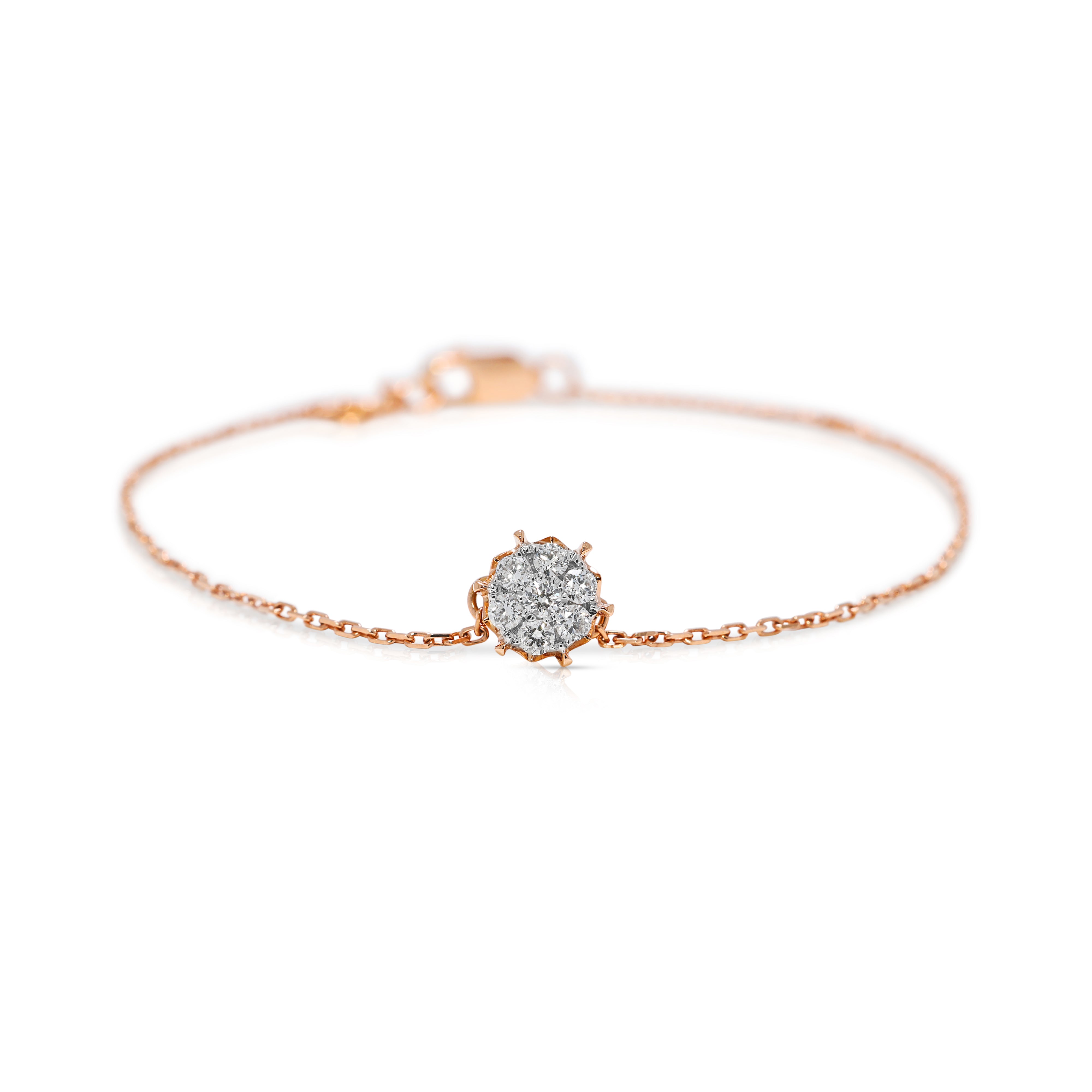 Charming 0.19ct Natural Diamond Bracelet in 18K Rose Gold