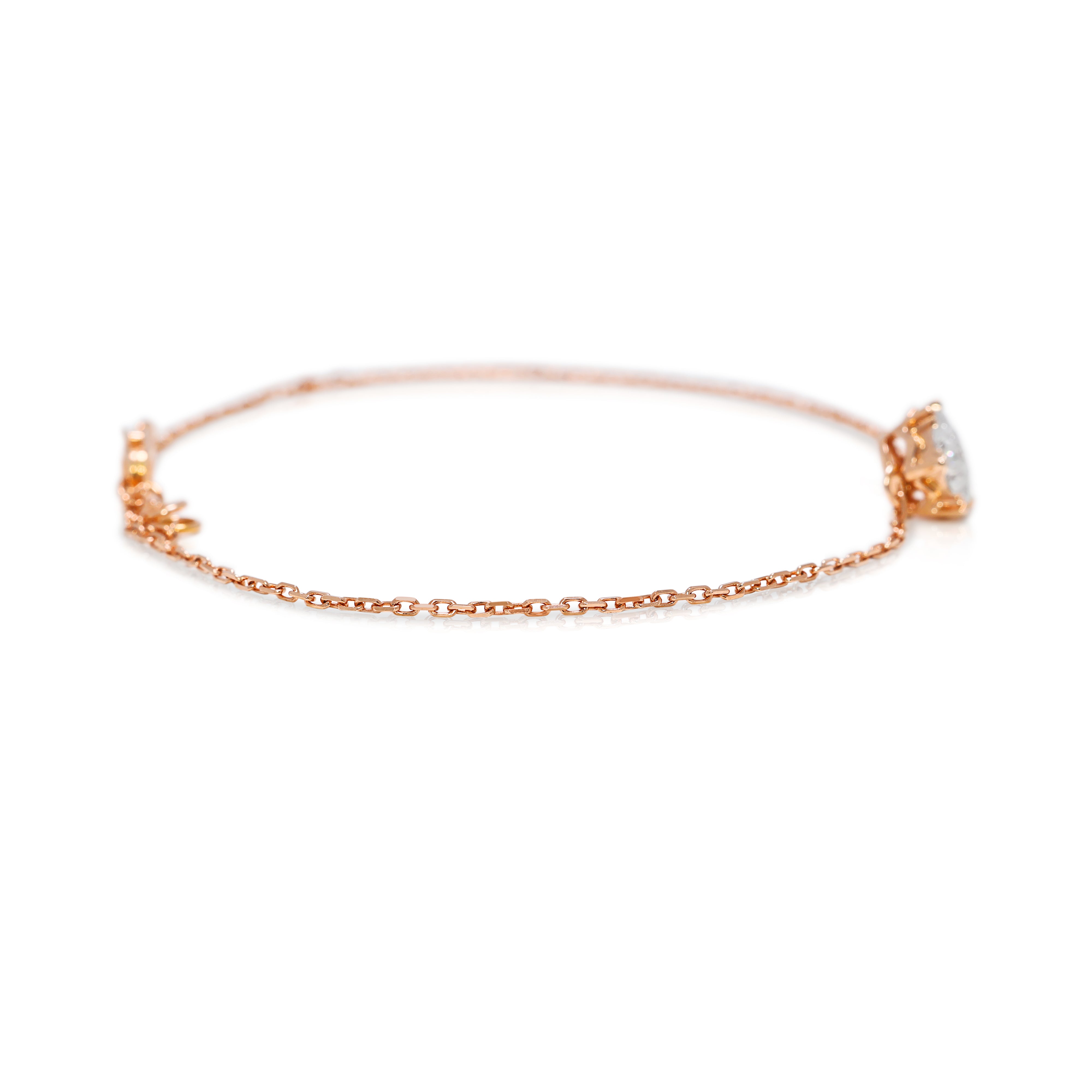 Charming 0.19ct Natural Diamond Bracelet in 18K Rose Gold