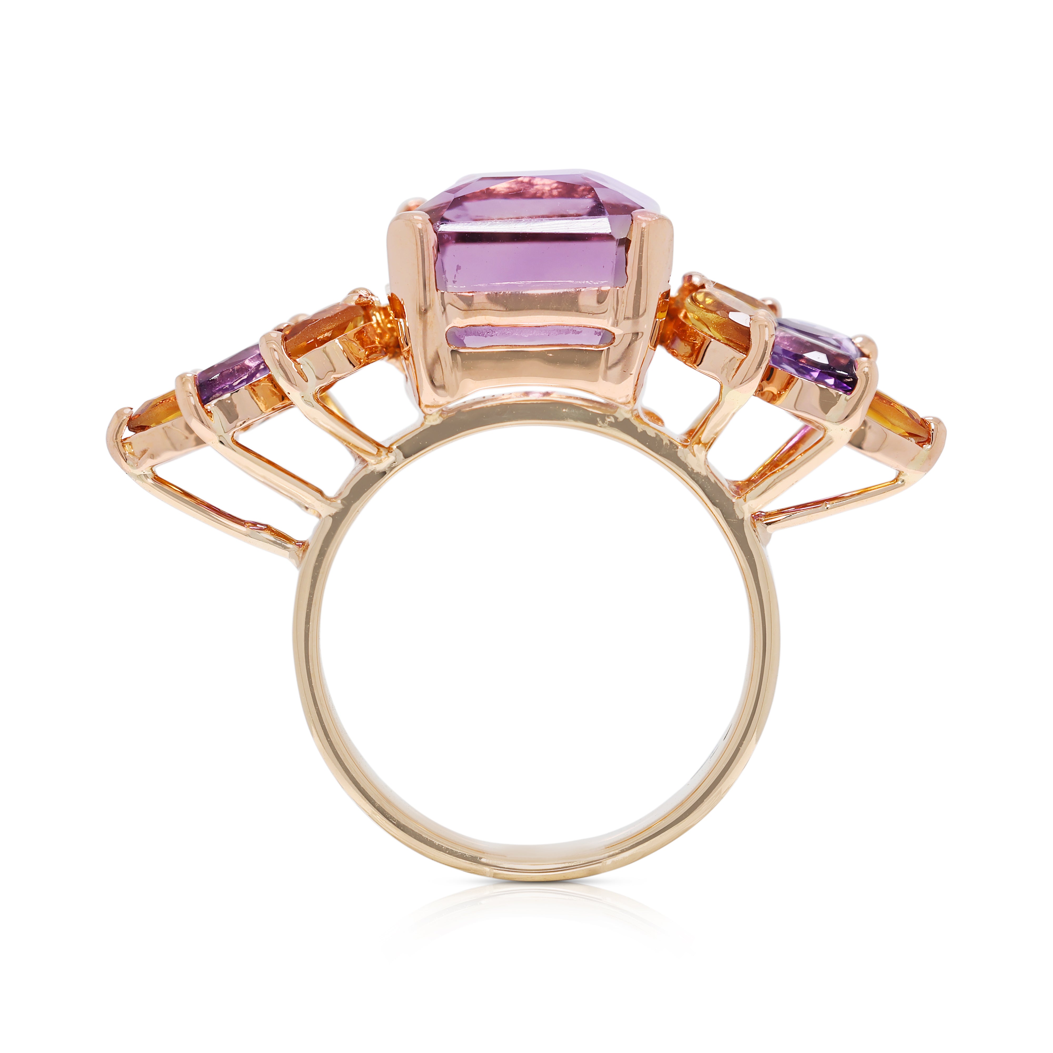 Regal 5.68ct Amethyst & Mixed Gem Ring in 18K Yellow Gold