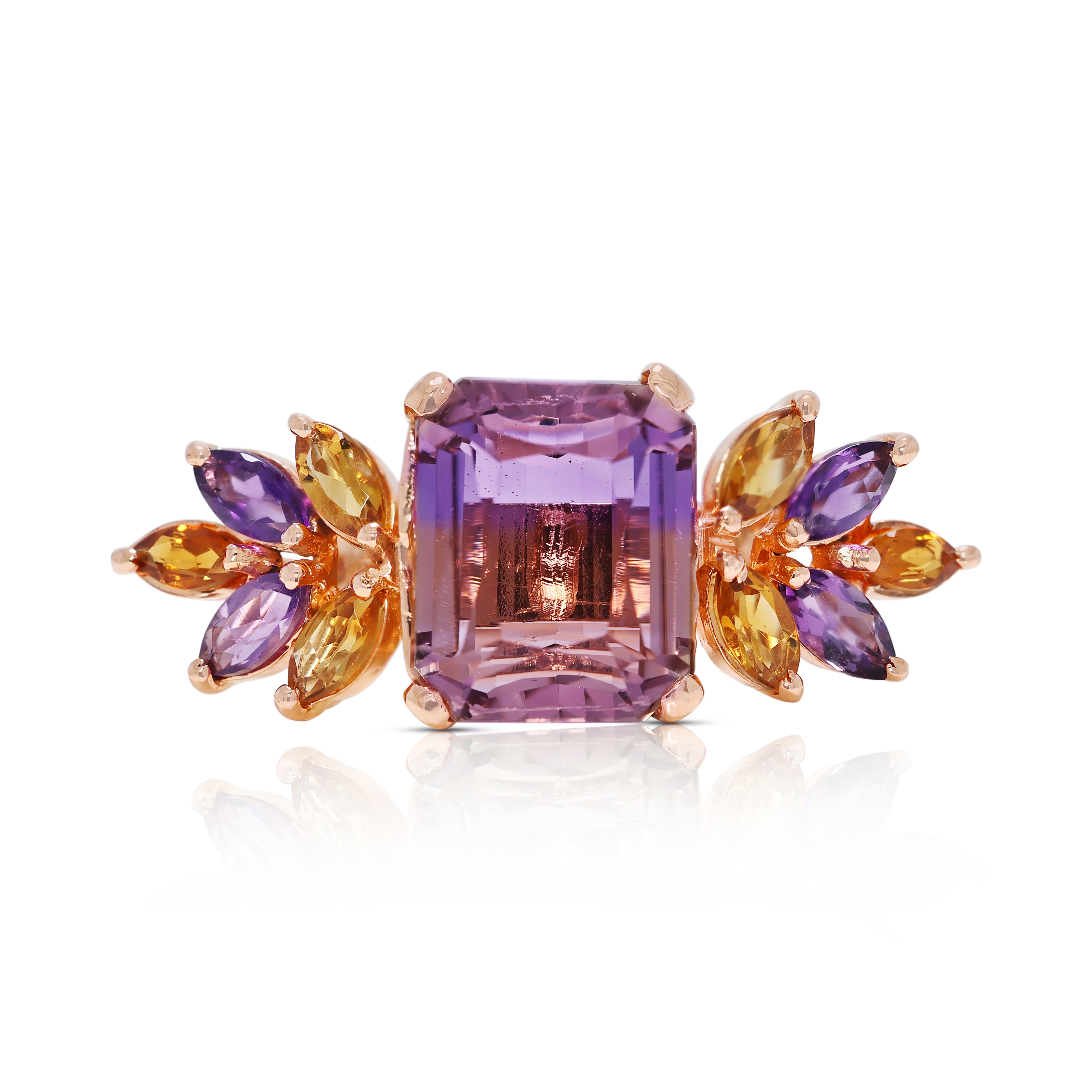 Regal 5.68ct Amethyst & Mixed Gem Ring in 18K Yellow Gold