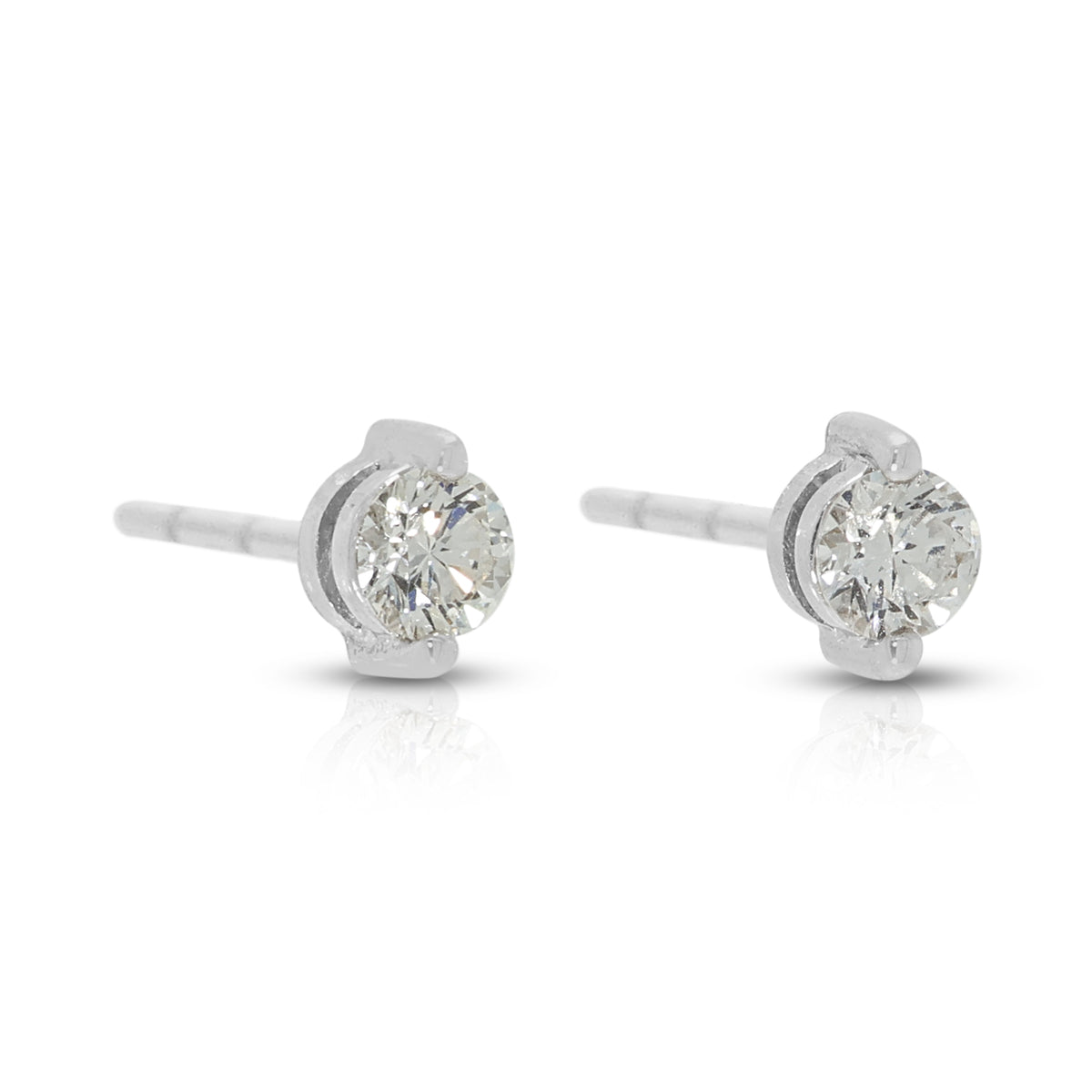Dazzling 0.26ct Natural Diamond Solitaire Studs in 18K White Gold