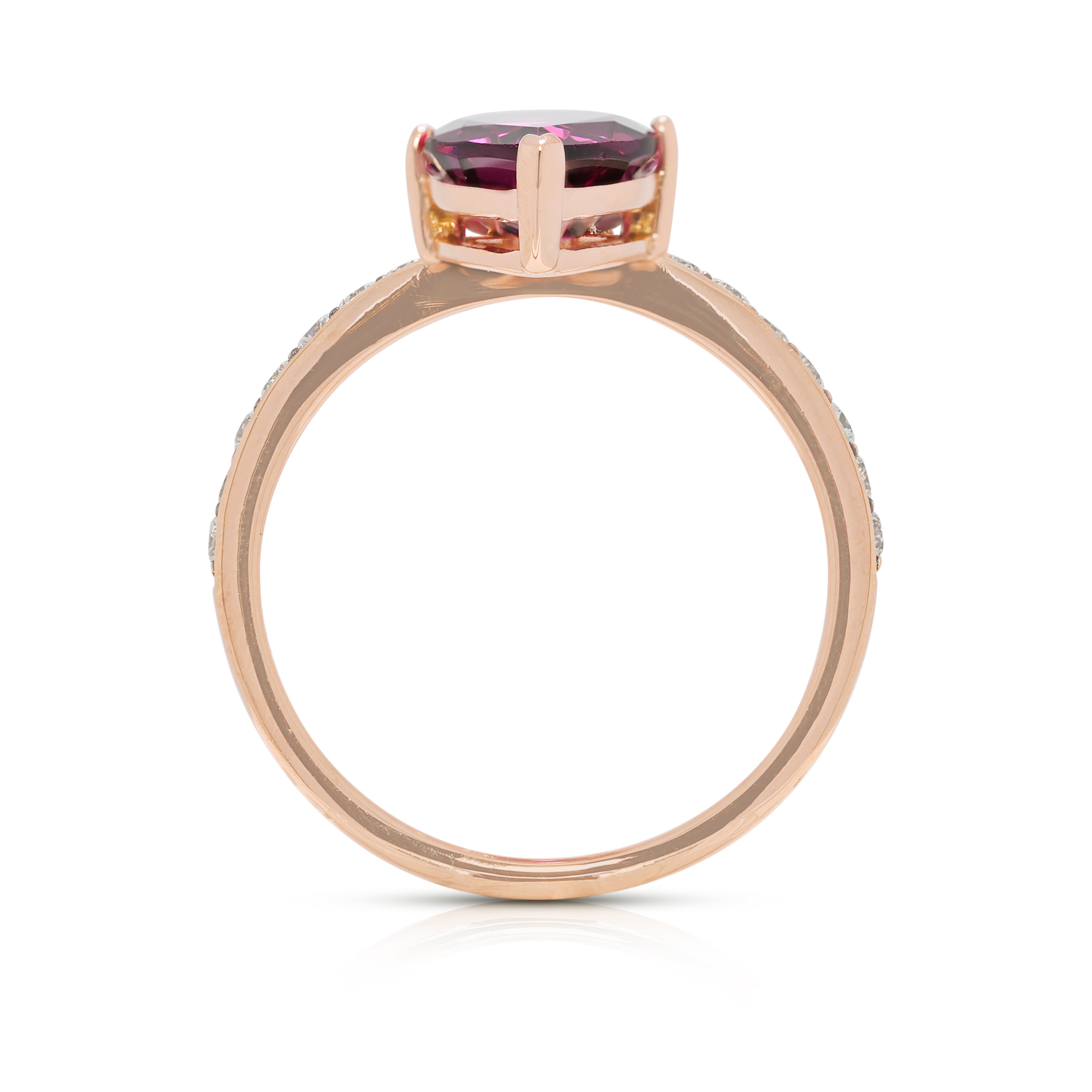 Alluring 3.10ct Purple Tourmaline & Natural Diamond Double Pear Ring in 14K Rose Gold