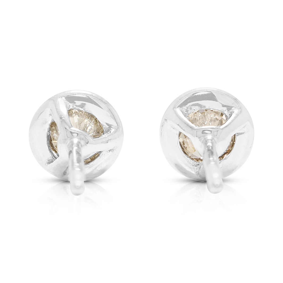 Radiant 0.20ct Natural Diamond Solitaire Bezel Studs in 18K White Gold