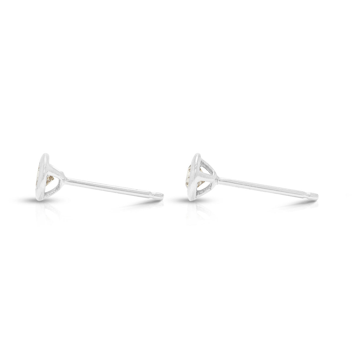 Radiant 0.20ct Natural Diamond Solitaire Bezel Studs in 18K White Gold