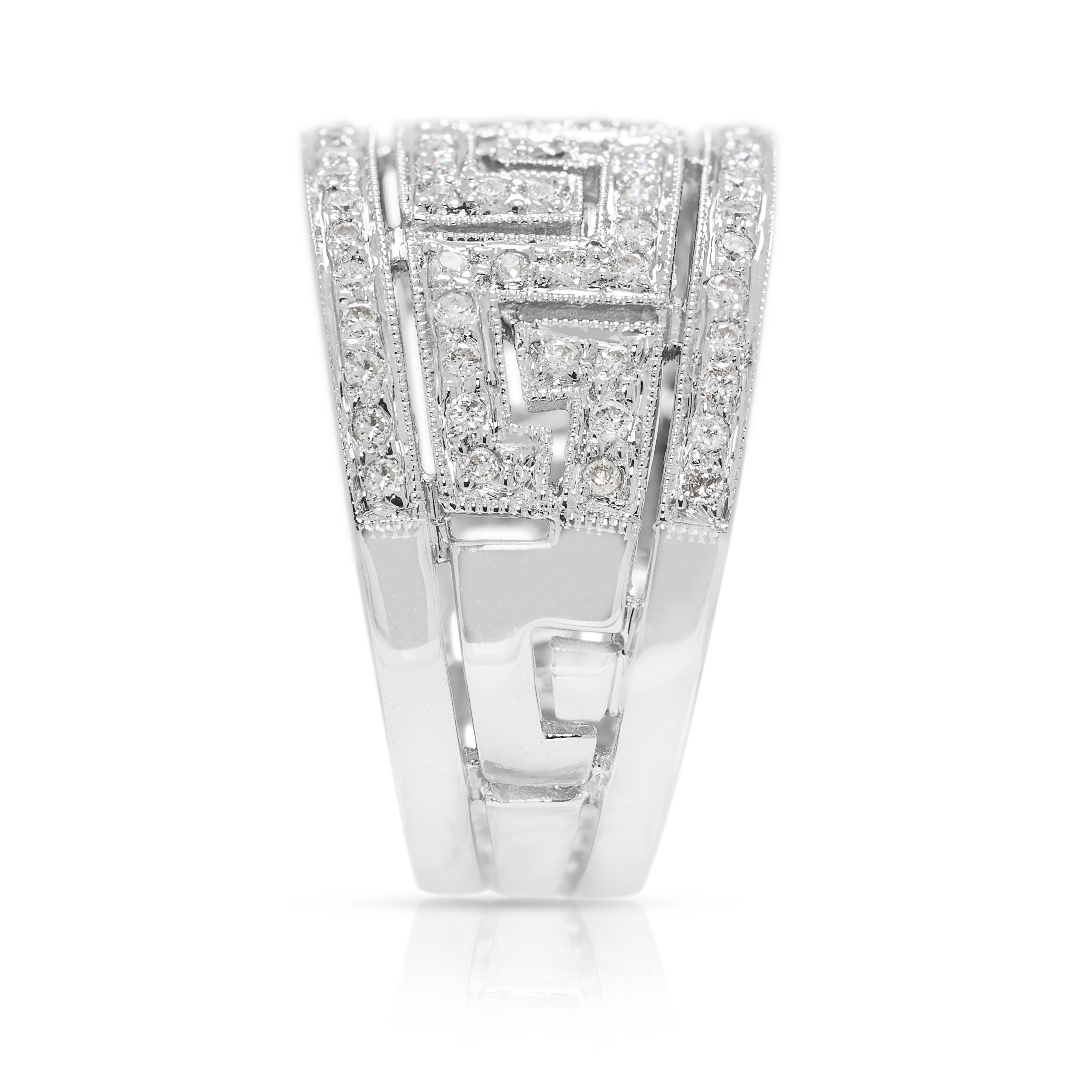 Intricate 0.43ct Natural Diamond Band Ring in 18K White Gold