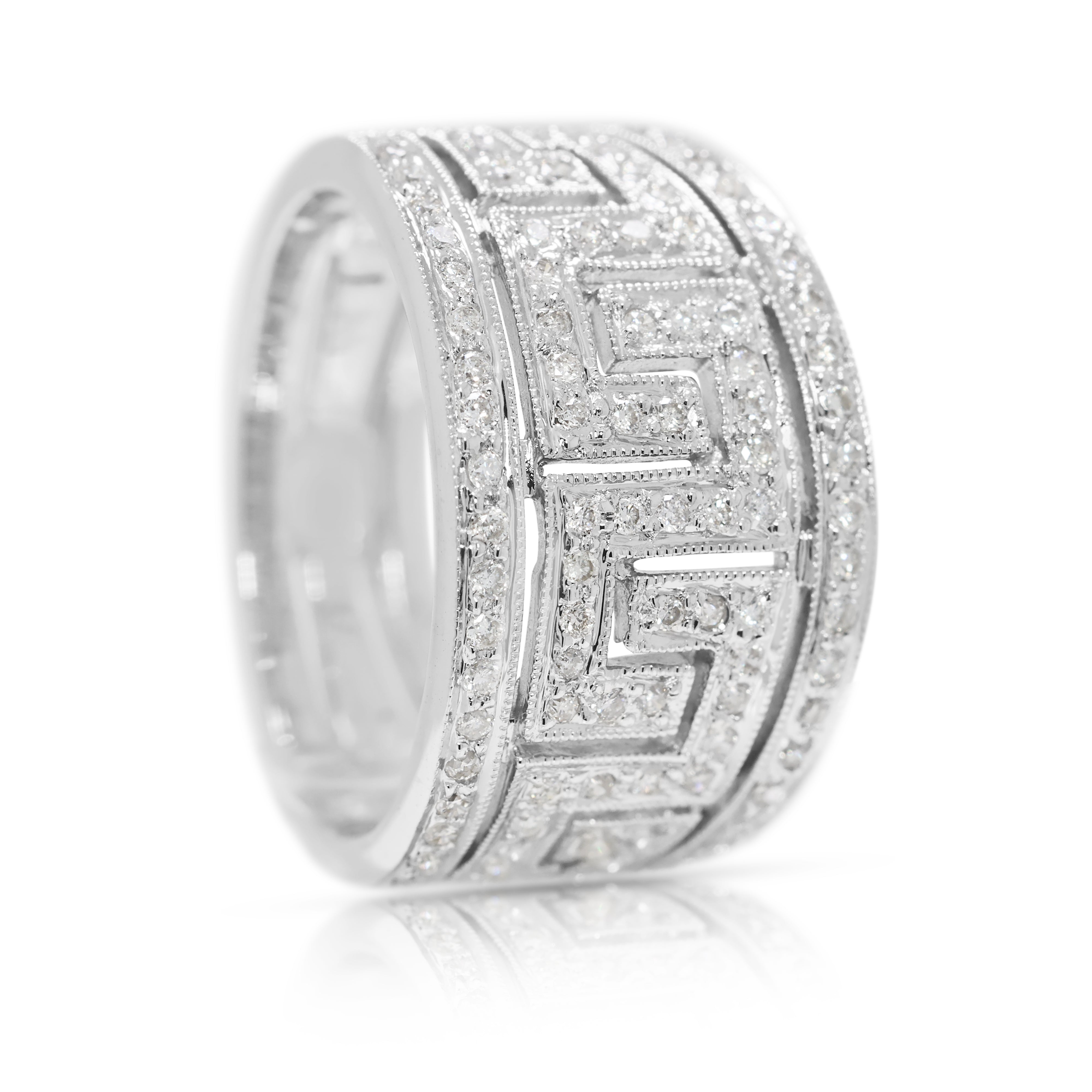 Intricate 0.43ct Natural Diamond Band Ring in 18K White Gold