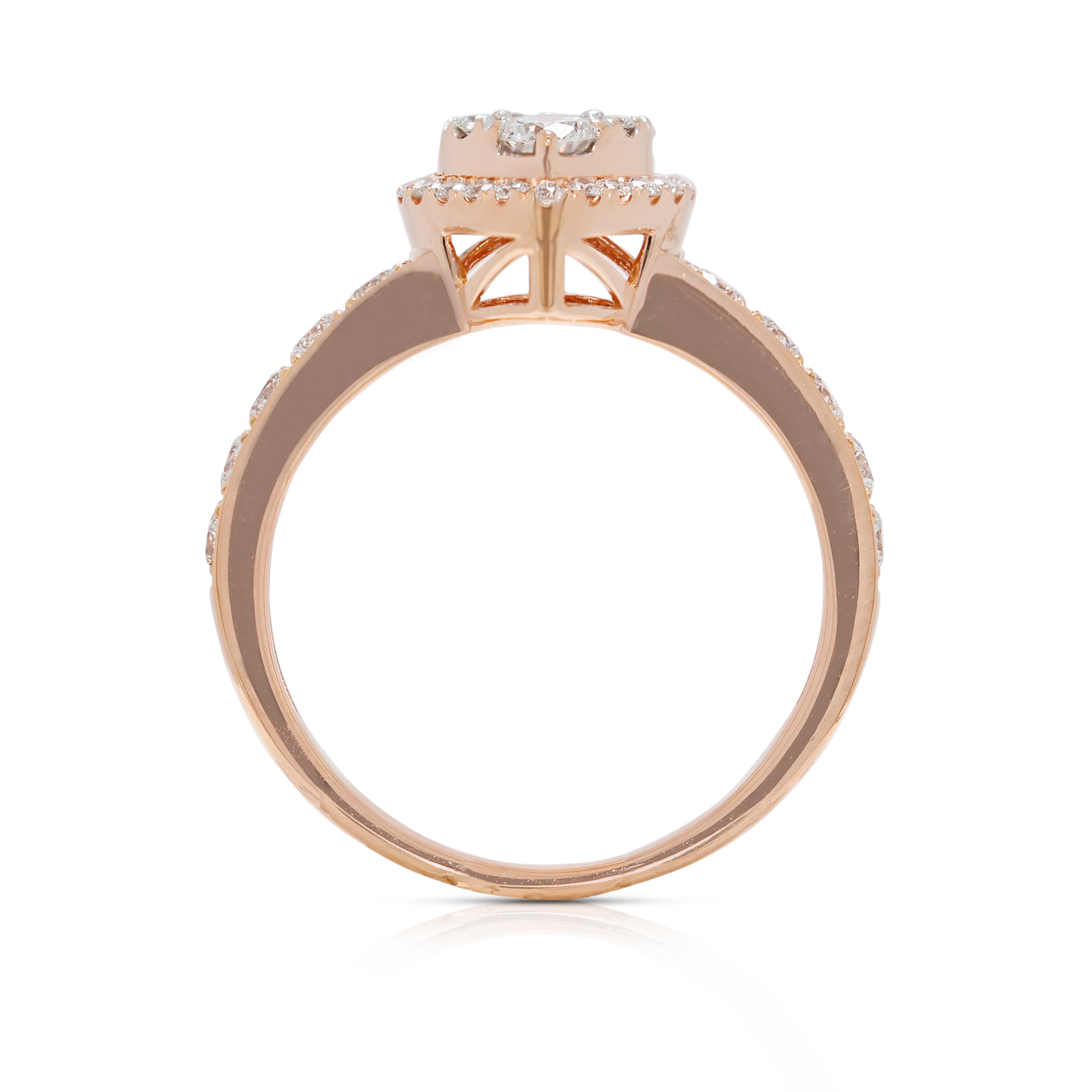 Chic 0.45ct Natural Diamond Heart Ring in 18K Yellow Gold