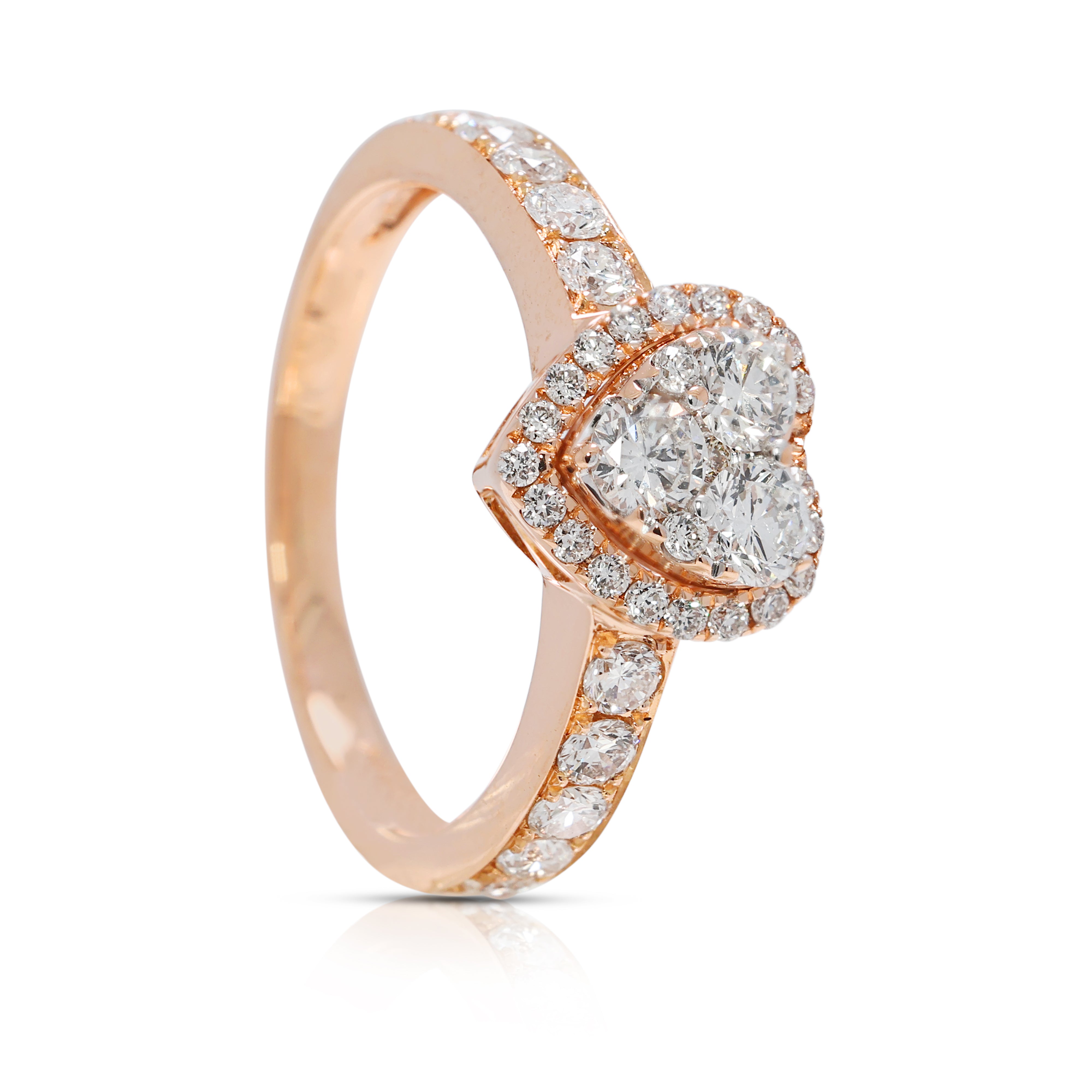 Chic 0.45ct Natural Diamond Heart Ring in 18K Yellow Gold
