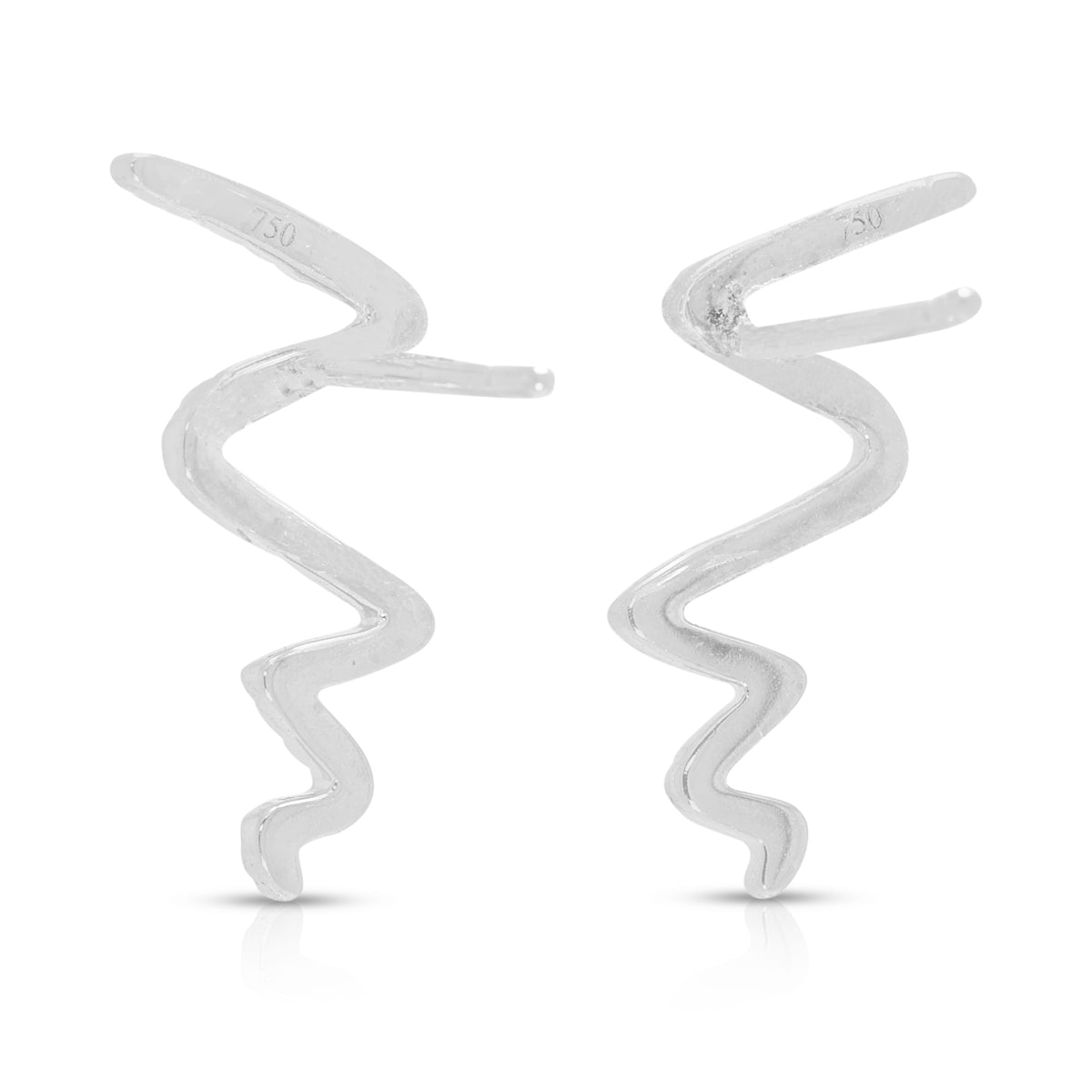 Scintillating 0.23ct Natural Diamond Zigzag Wave Stud Earrings in 18K White Gold