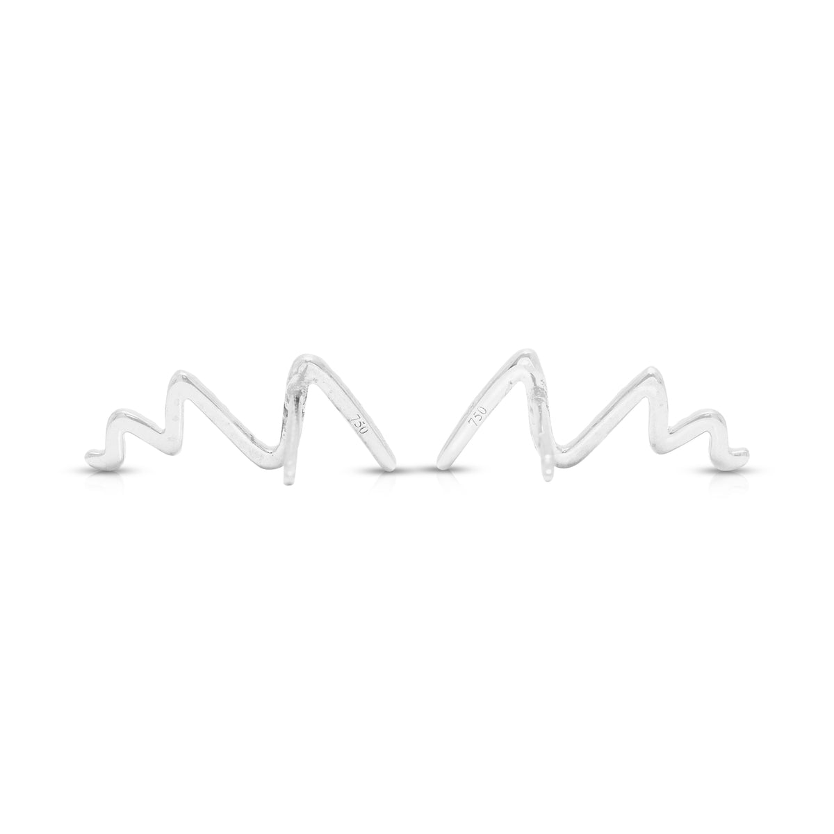 Scintillating 0.23ct Natural Diamond Zigzag Wave Stud Earrings in 18K White Gold