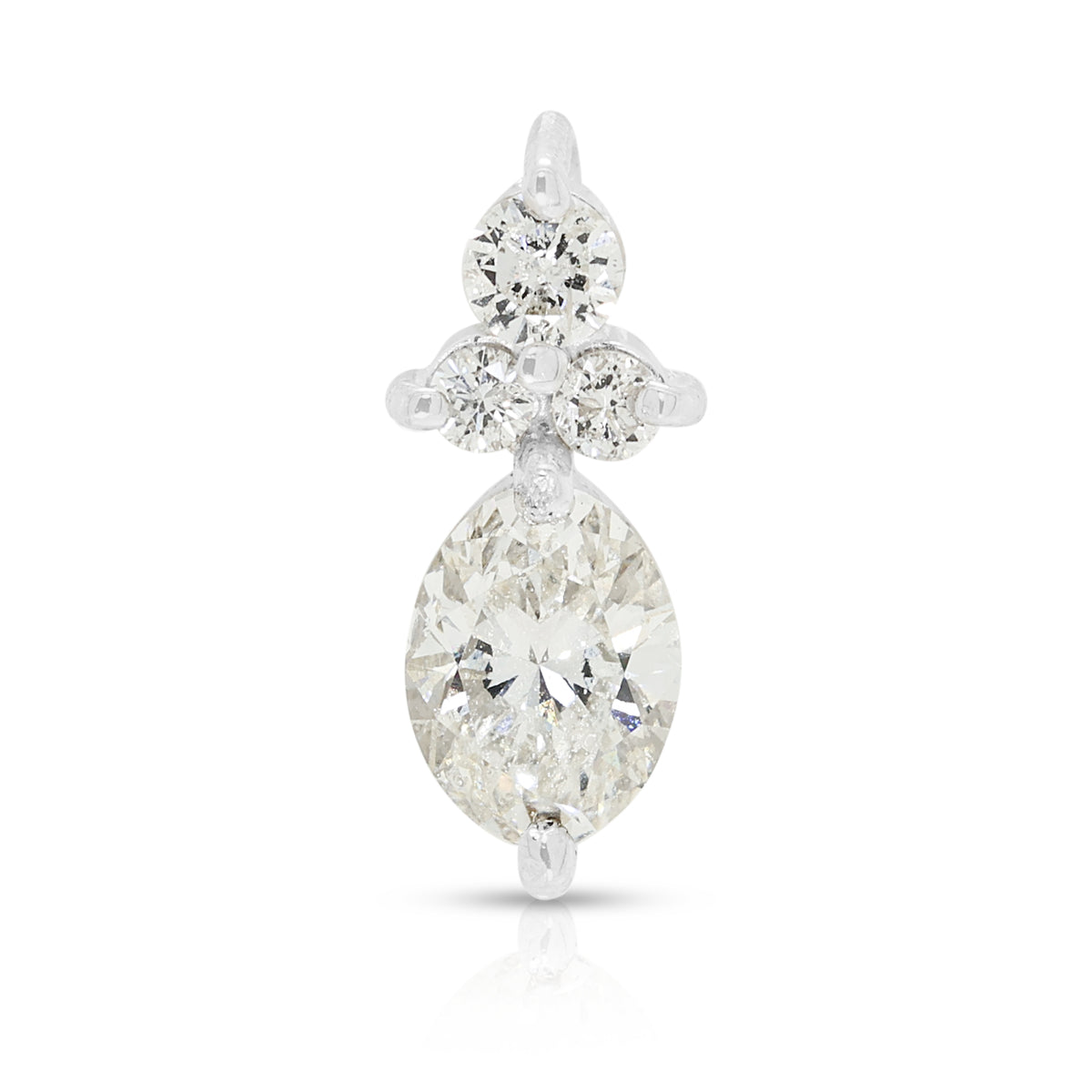 Luminous 0.80ct Marquise and 0.09ct Natural Diamond Pendant in 14K White Gold