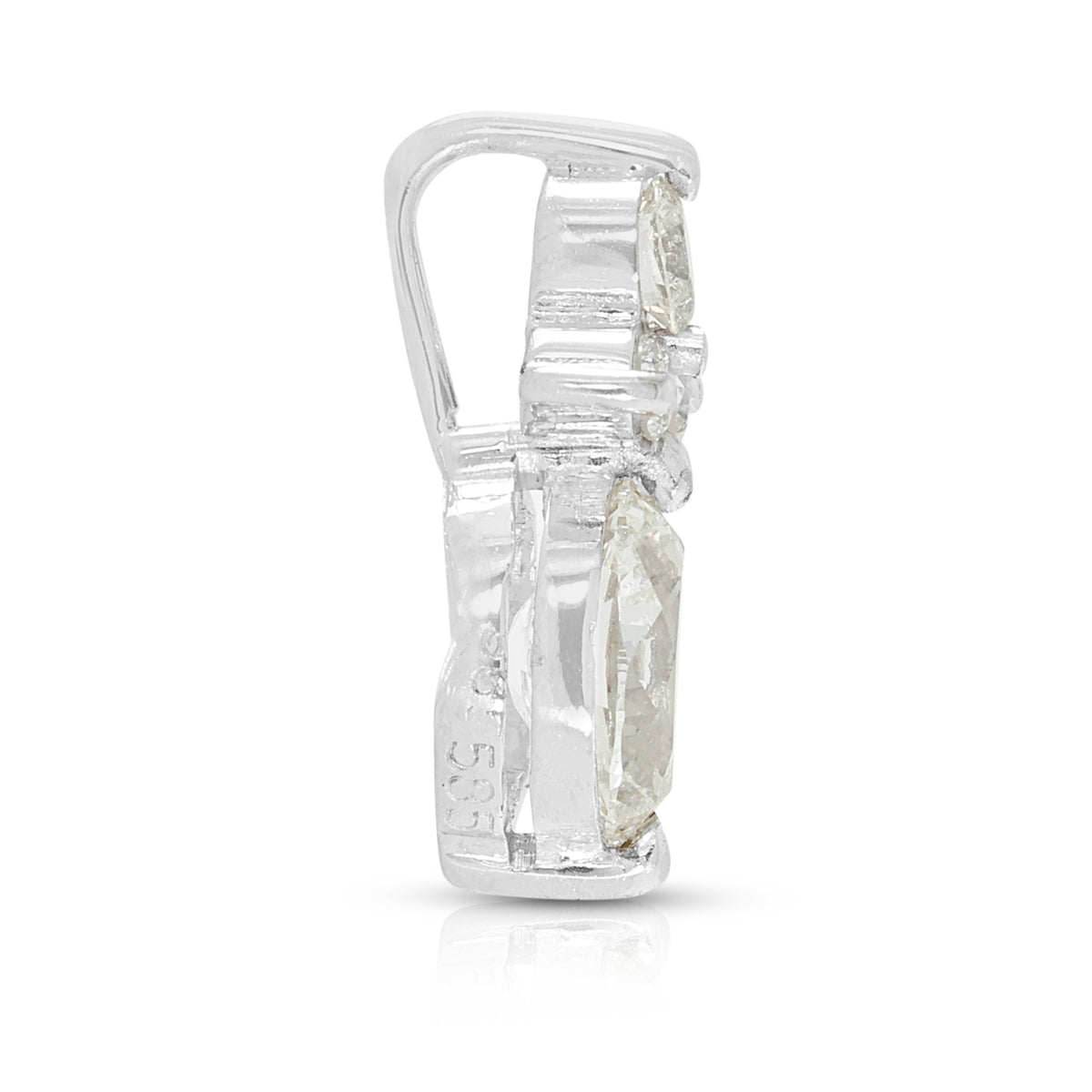 Luminous 0.80ct Marquise and 0.09ct Natural Diamond Pendant in 14K White Gold