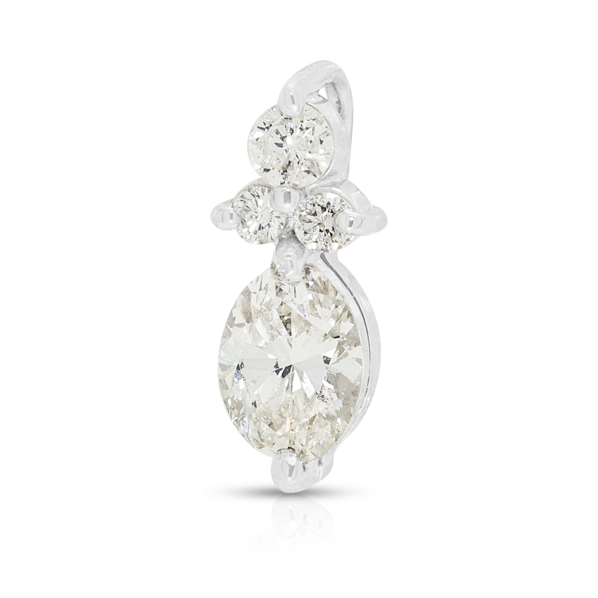 Luminous 0.80ct Marquise and 0.09ct Natural Diamond Pendant in 14K White Gold