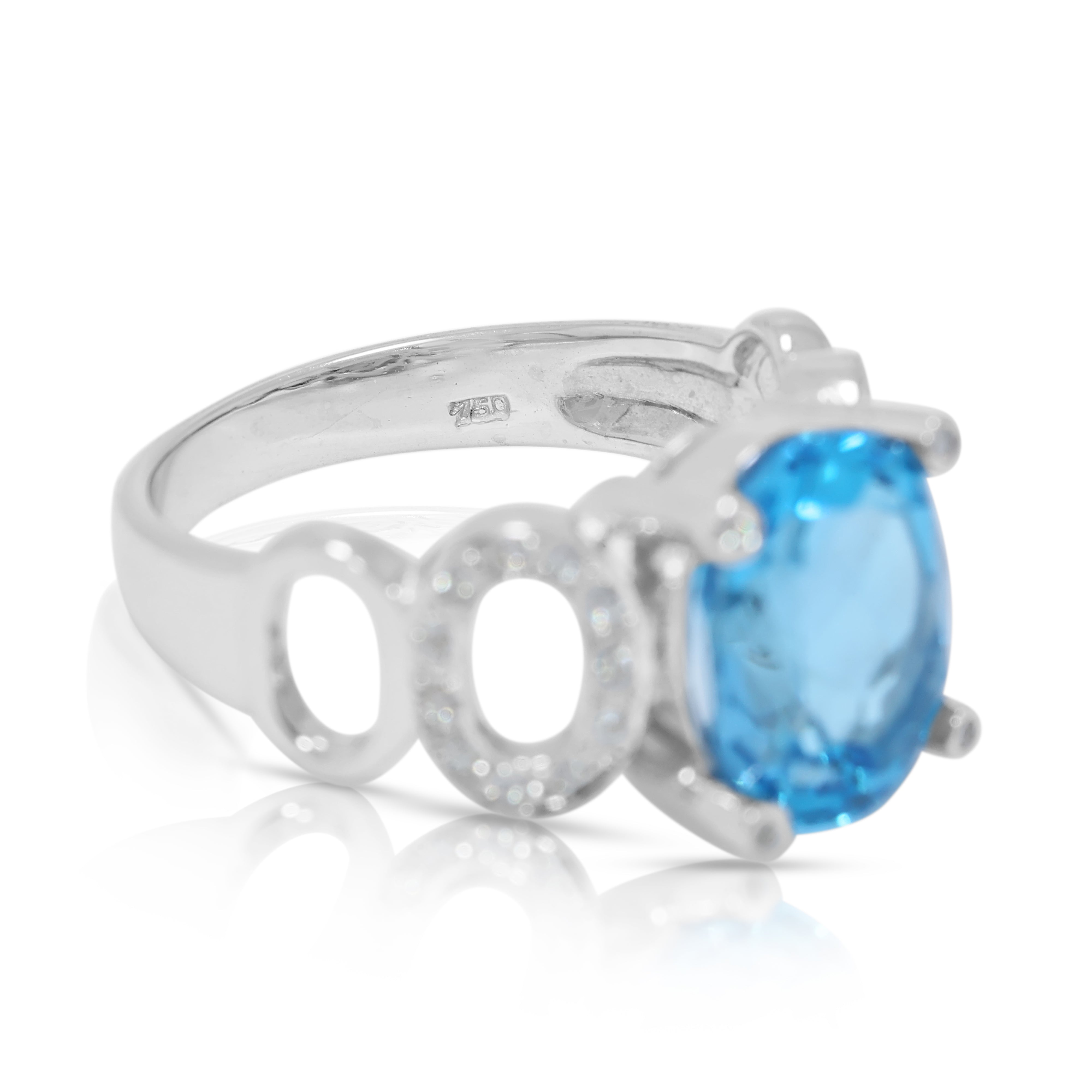 Dazzling 2.36ct Topaz and Diamond Ring in 18K White Gold