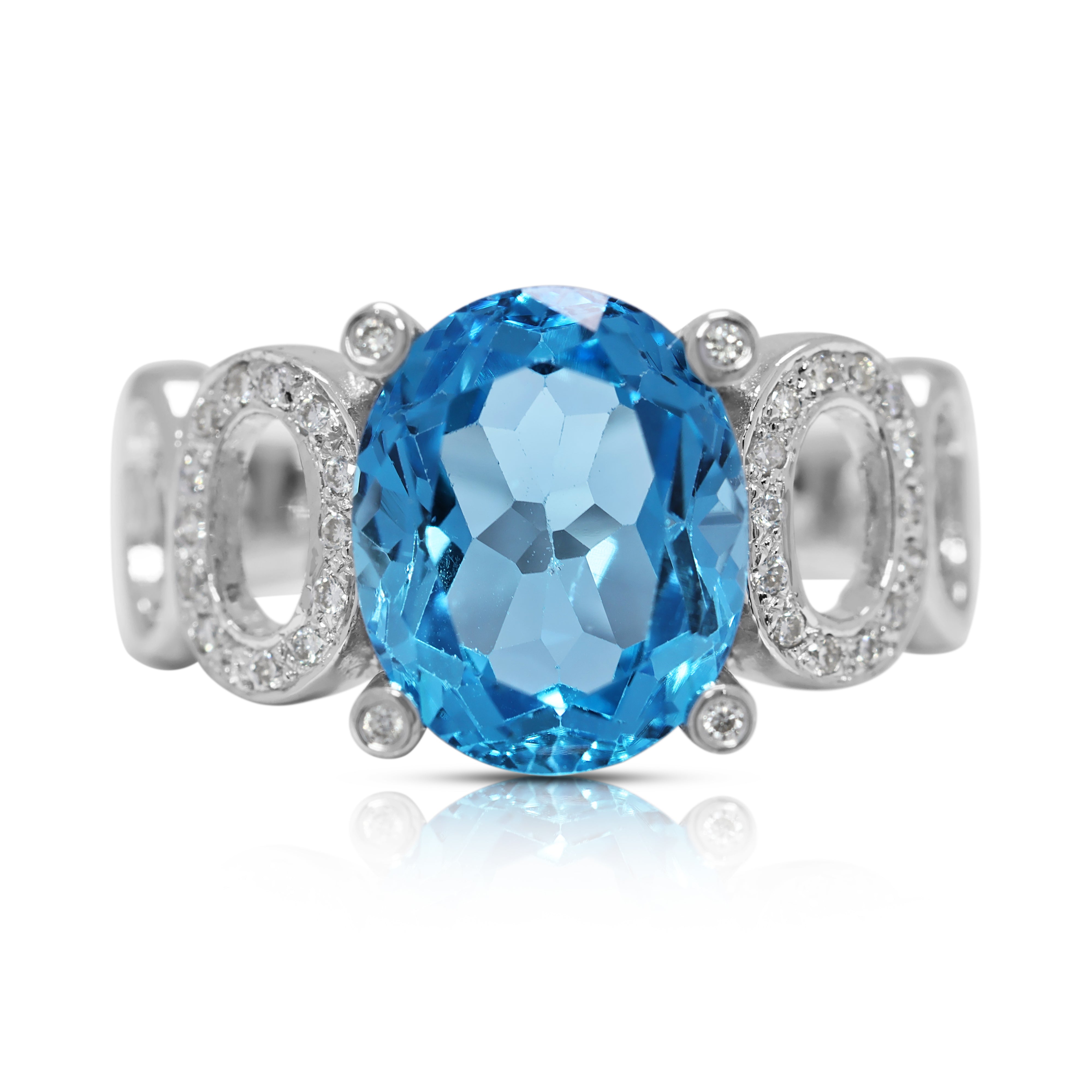 Dazzling 2.36ct Topaz and Diamond Ring in 18K White Gold