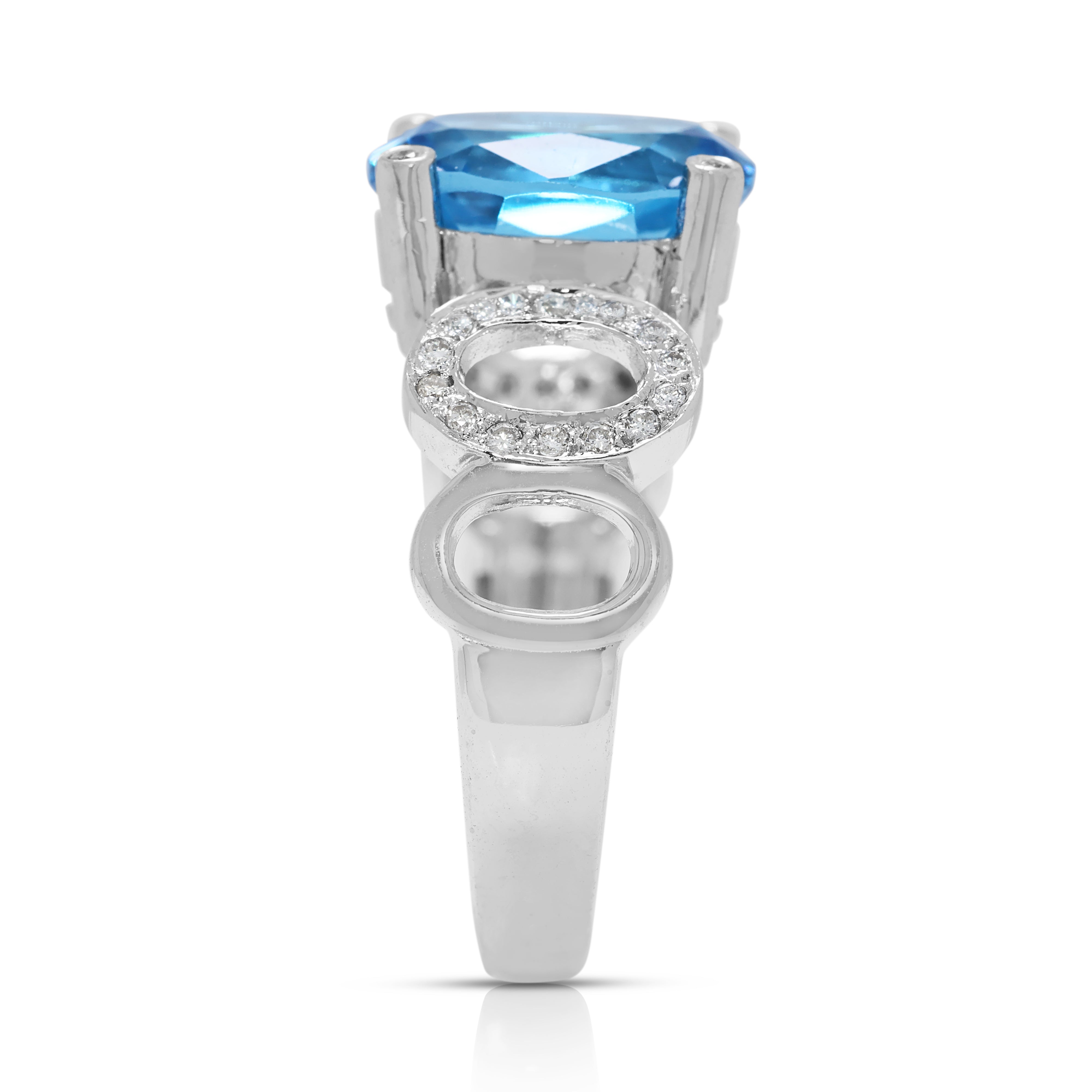 Dazzling 2.36ct Topaz and Diamond Ring in 18K White Gold