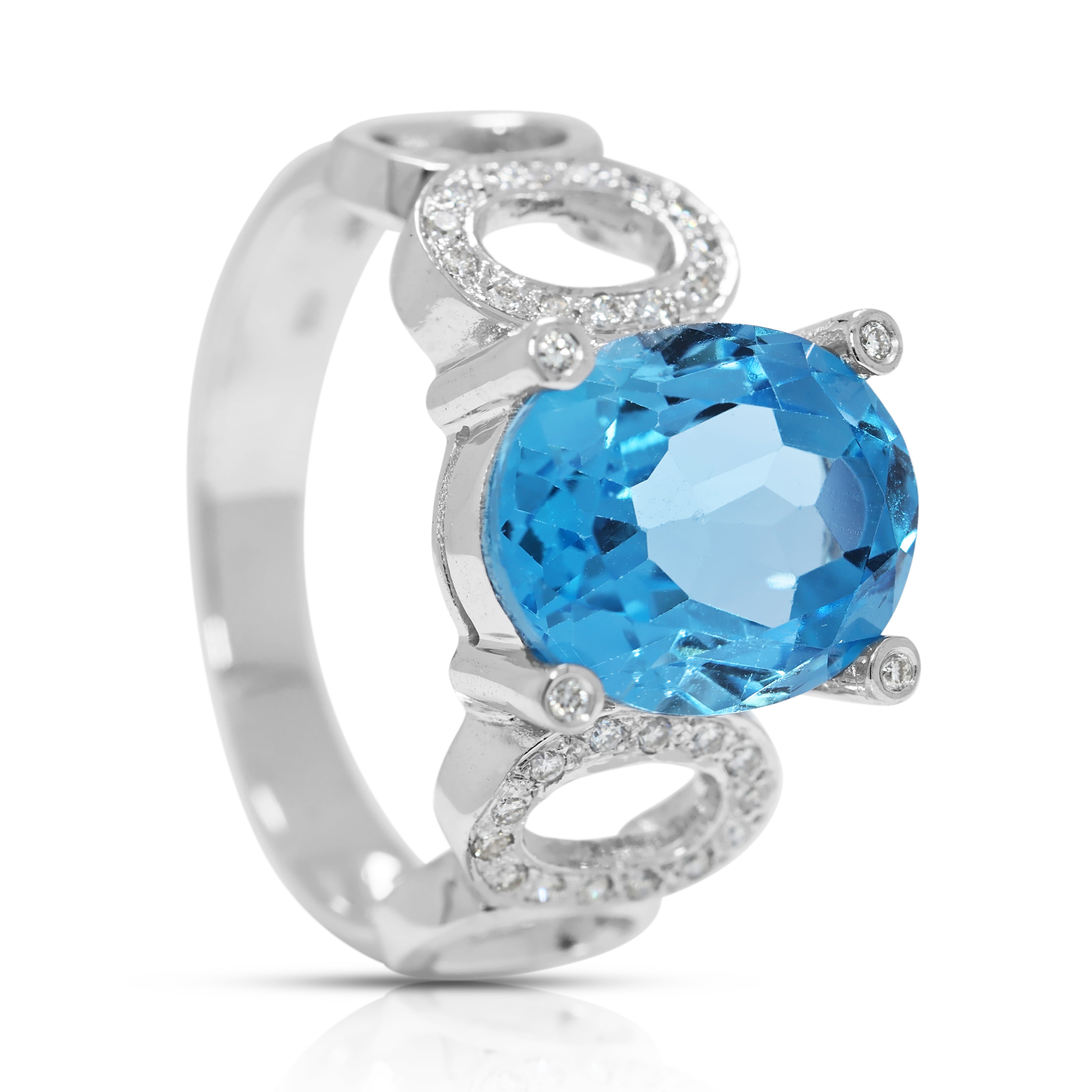 Dazzling 2.36ct Topaz and Diamond Ring in 18K White Gold