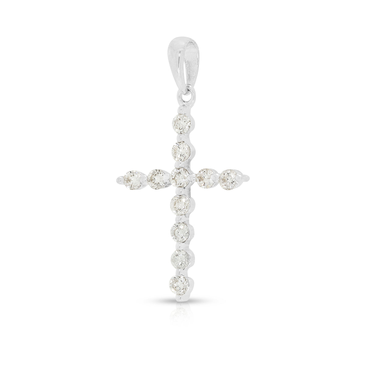 Divine 0.27ct Natural Diamond Cross Pendant in 18K White Gold