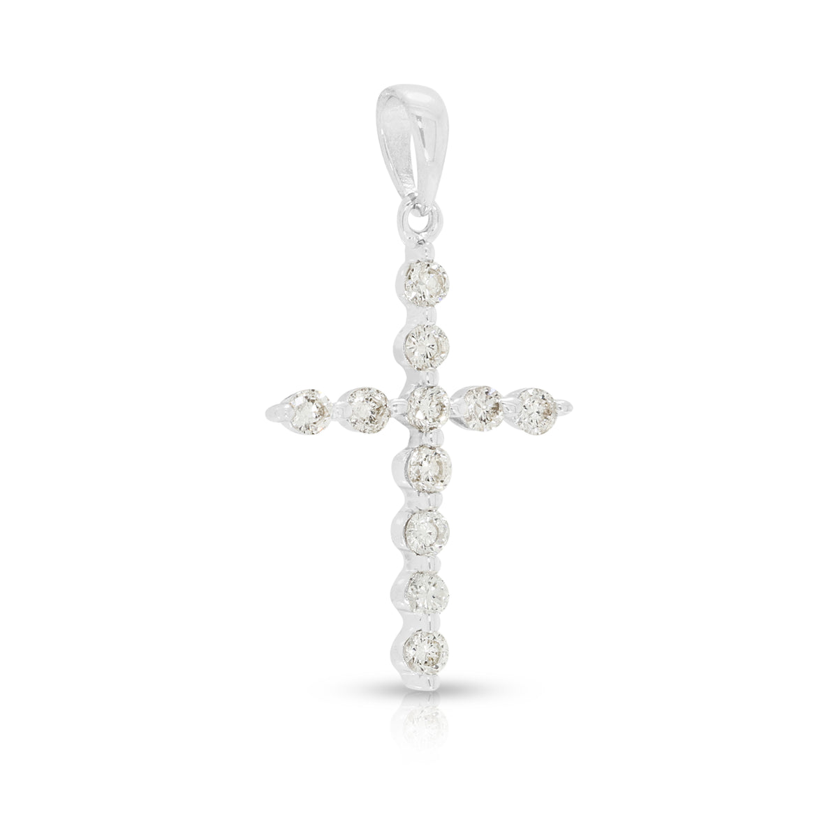 Divine 0.27ct Natural Diamond Cross Pendant in 18K White Gold