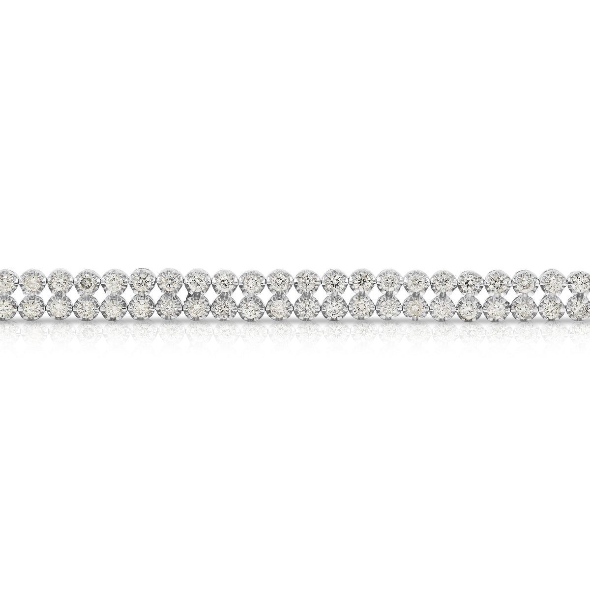 Mesmerizing 2.16ct Natural Diamond Double Row Tennis Bracelet in 18K White Gold
