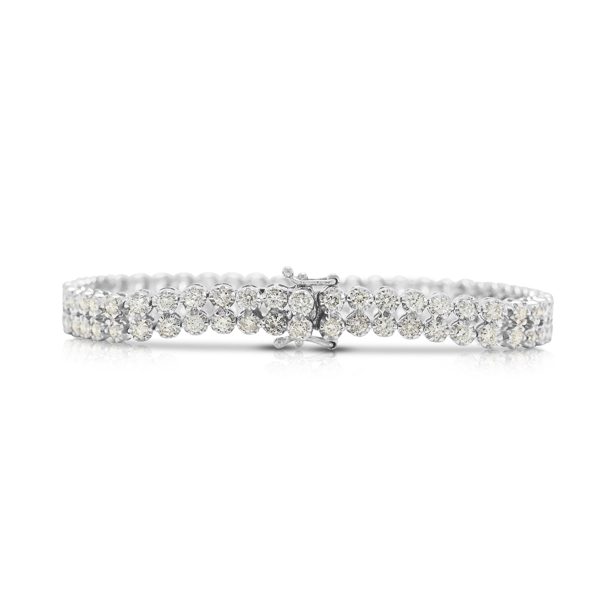 Mesmerizing 2.16ct Natural Diamond Double Row Tennis Bracelet in 18K White Gold