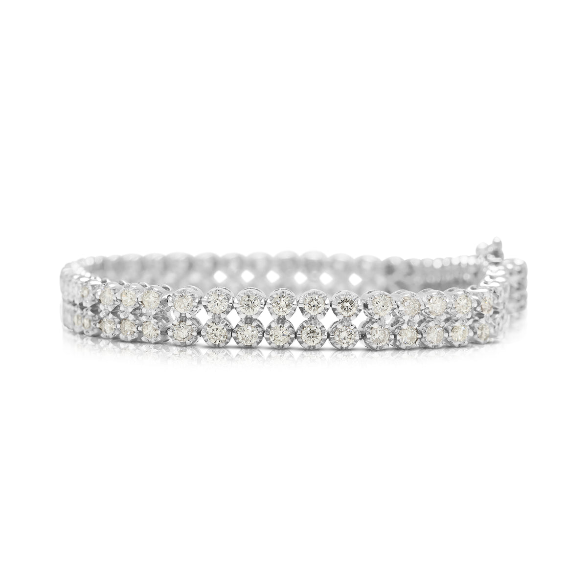 Mesmerizing 2.16ct Natural Diamond Double Row Tennis Bracelet in 18K White Gold