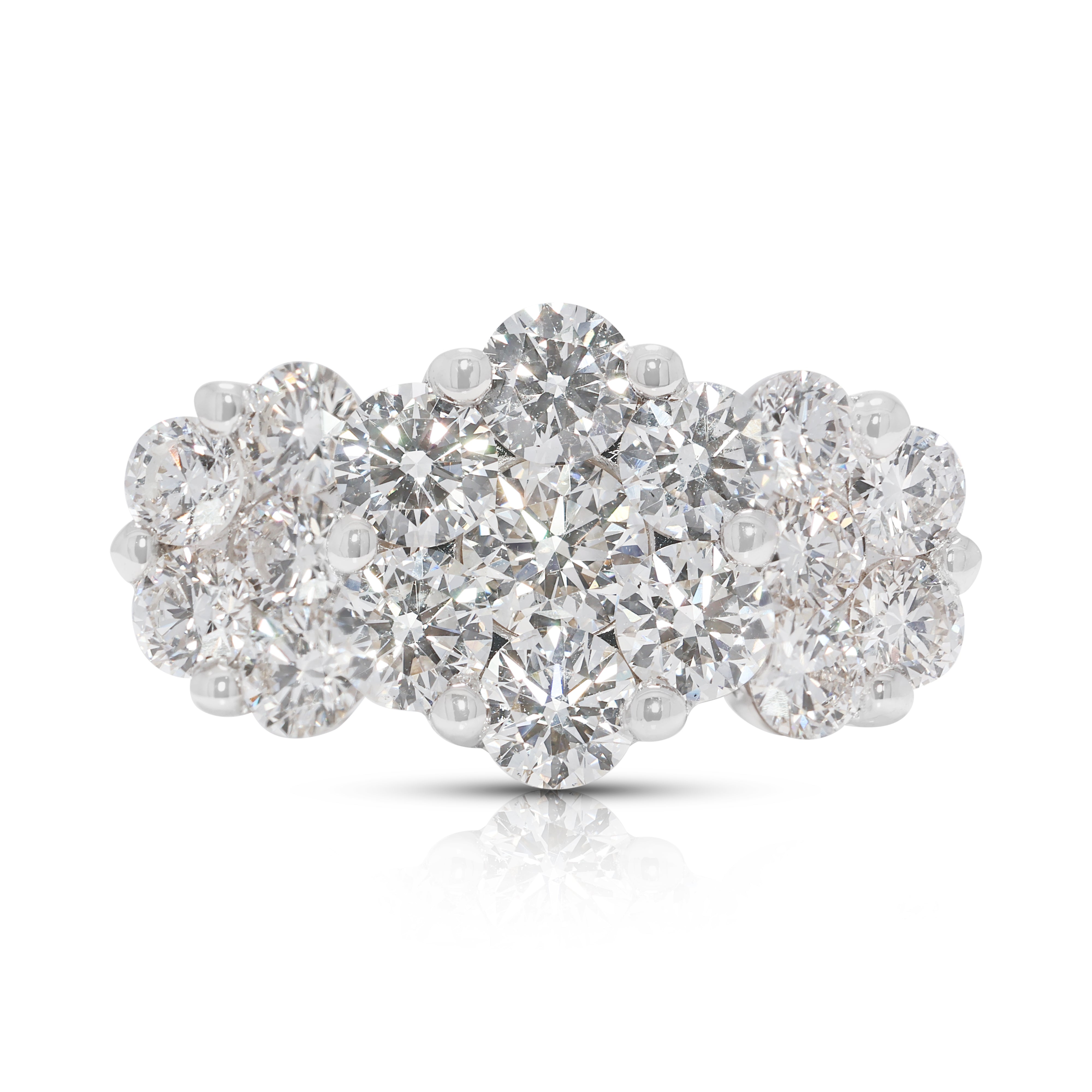 Brilliant 1.80ct Natural Diamond Cluster Ring in 18K White Gold