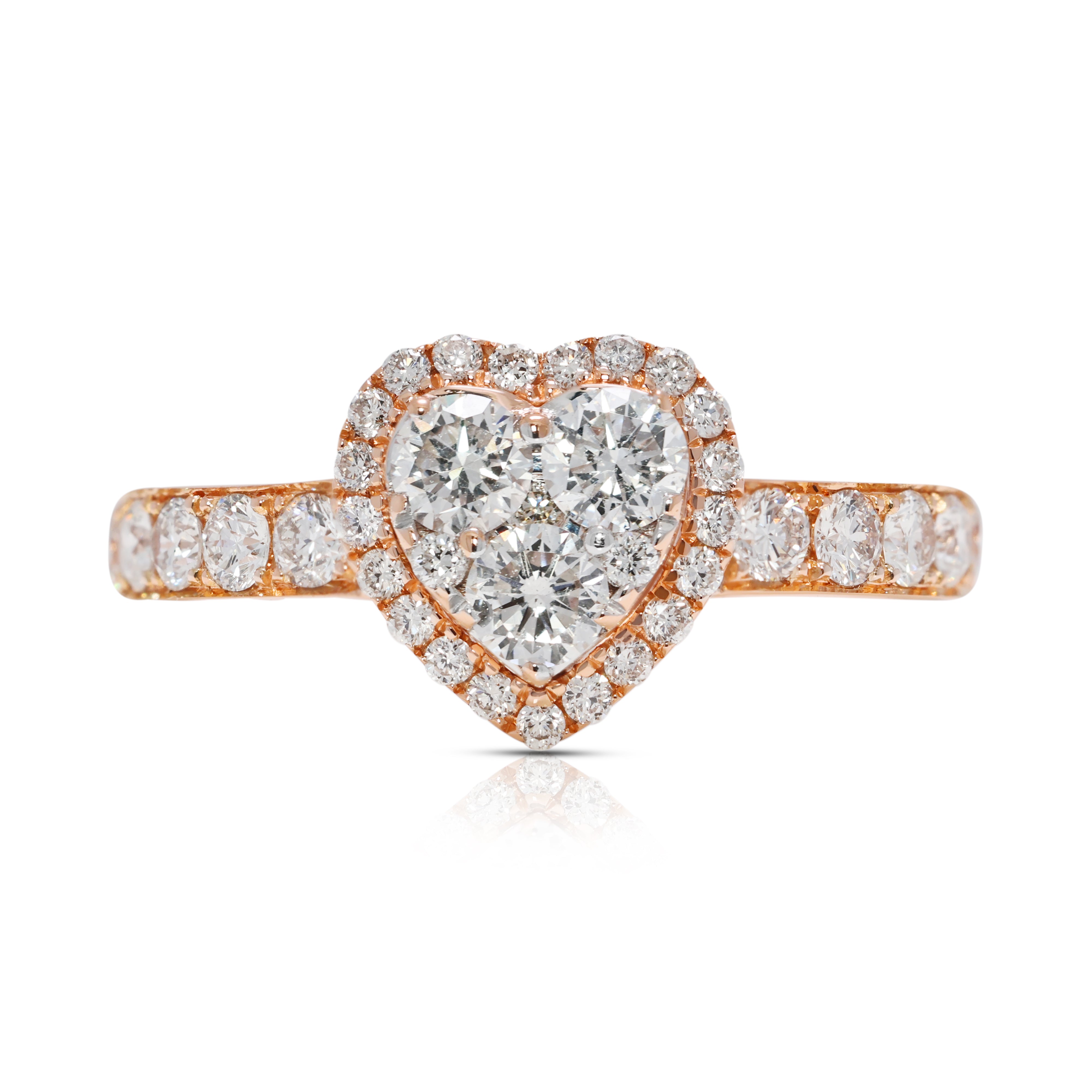 Chic 0.45ct Natural Diamond Heart Ring in 18K Yellow Gold